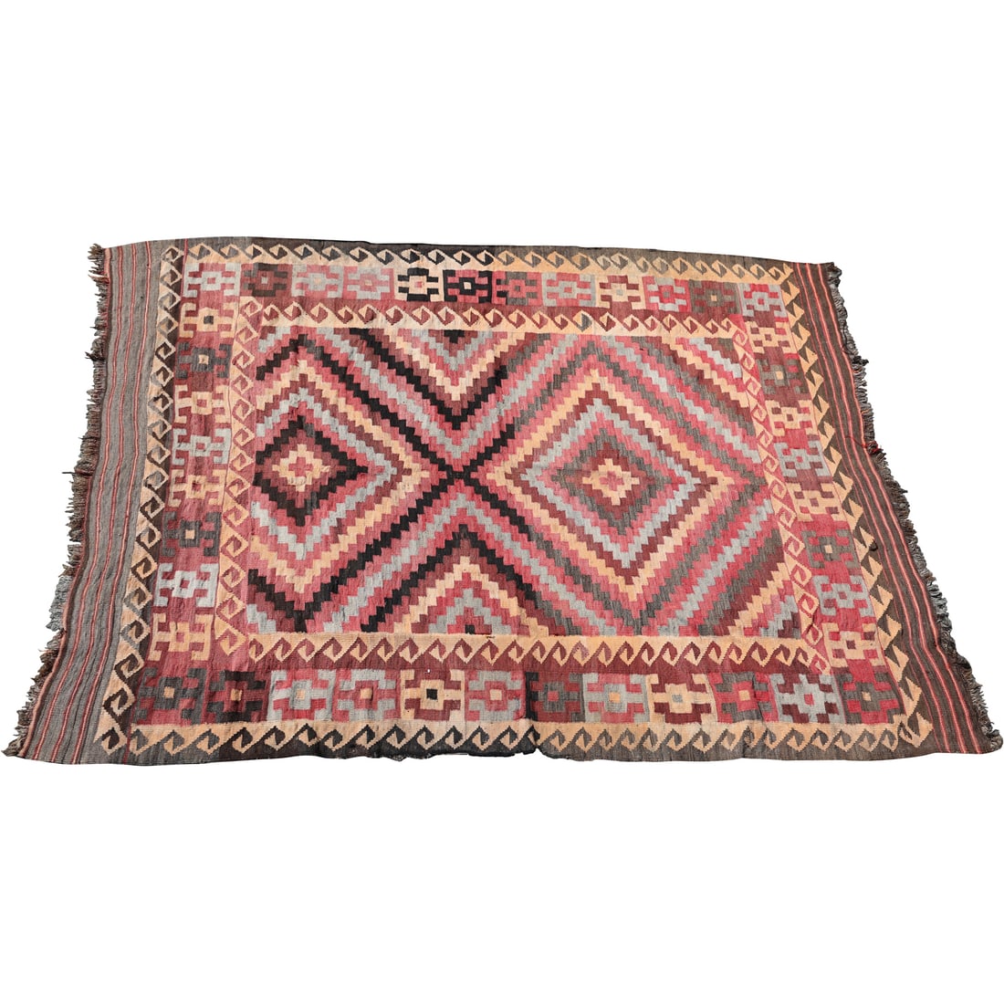 Wool Flat Woven Kilim Multi Colors Geometric Pattern Rug 75 in. x 99 in. (1 of 15)