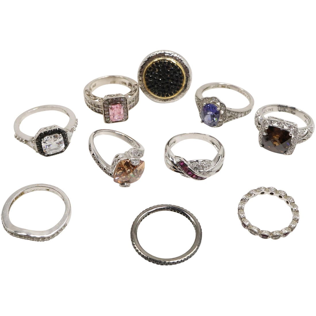 10 Assorted .925 Sterling Silver Rings - Nice Variety - .925 CZ Blue; .925 CZ Pink size 5; .925 (1 of 20)