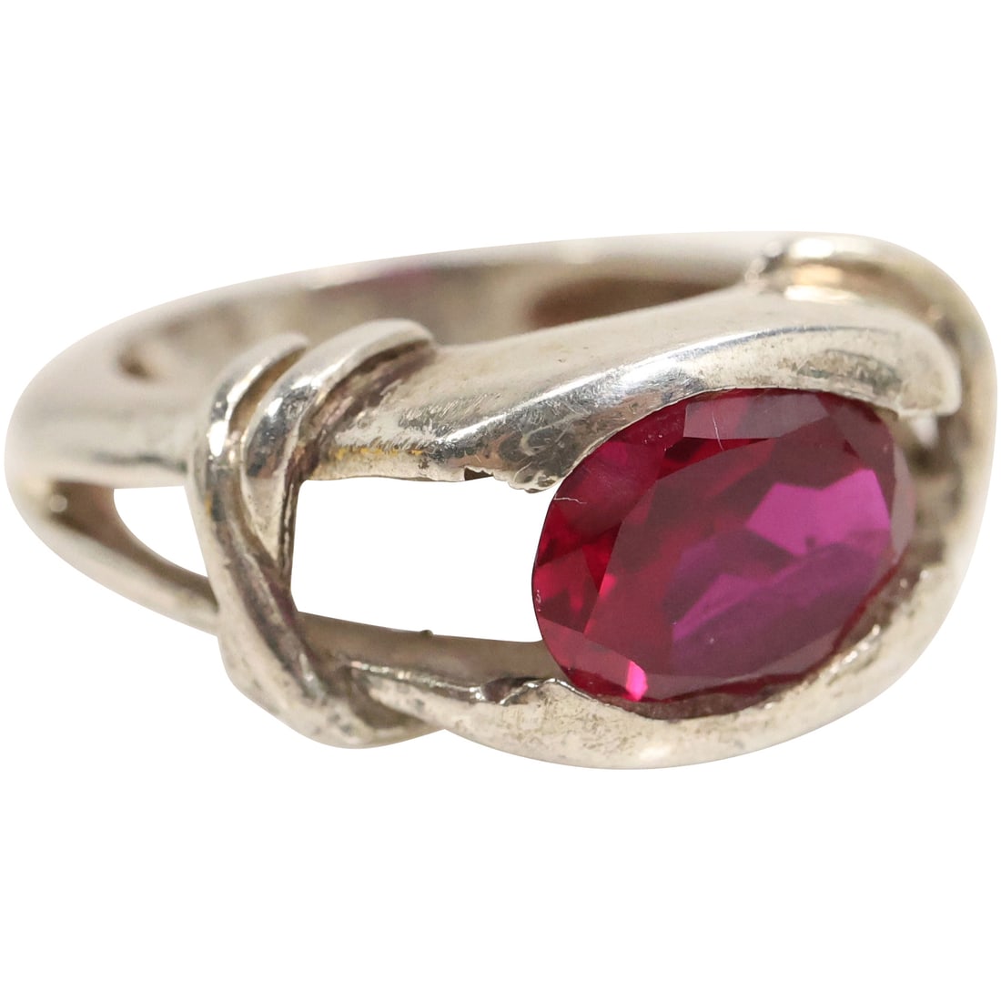 Sterling Silver with Genuine Ruby Beautiful Hues Reds Ring Size 7.5, Approx. 2.5-3 Cts. (1 of 9)