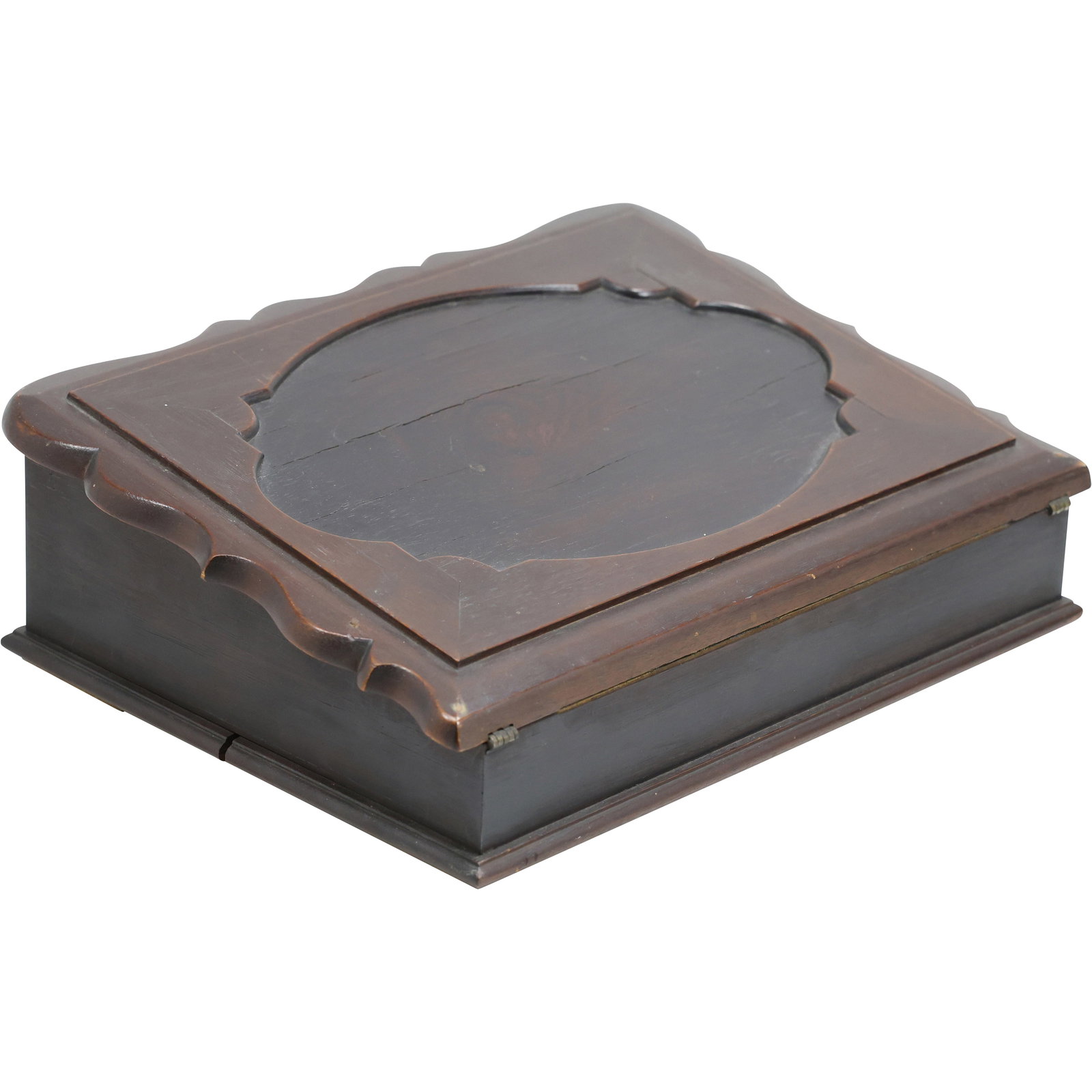 Circa 1865 Civil War Era Lap Desk, Walnut, Has Two Inkwells 13.5 in. x 9.5 in. (1 of 11)