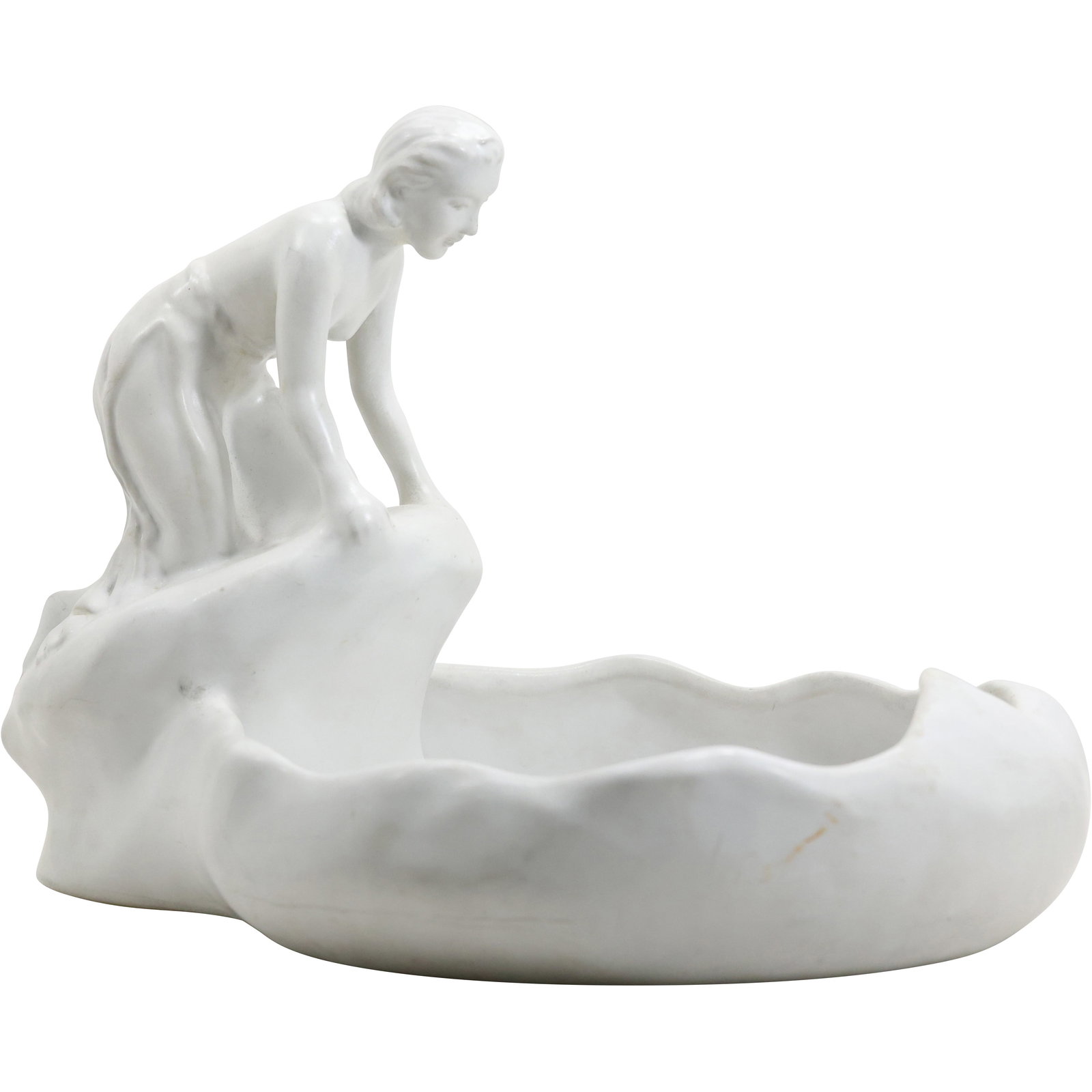 VAN BRIGGLE "LADY OF THE LAKE" ART POTTERY FIGURAL BOWL 11 in. h. x 15 in. x 12 in. (1 of 15)