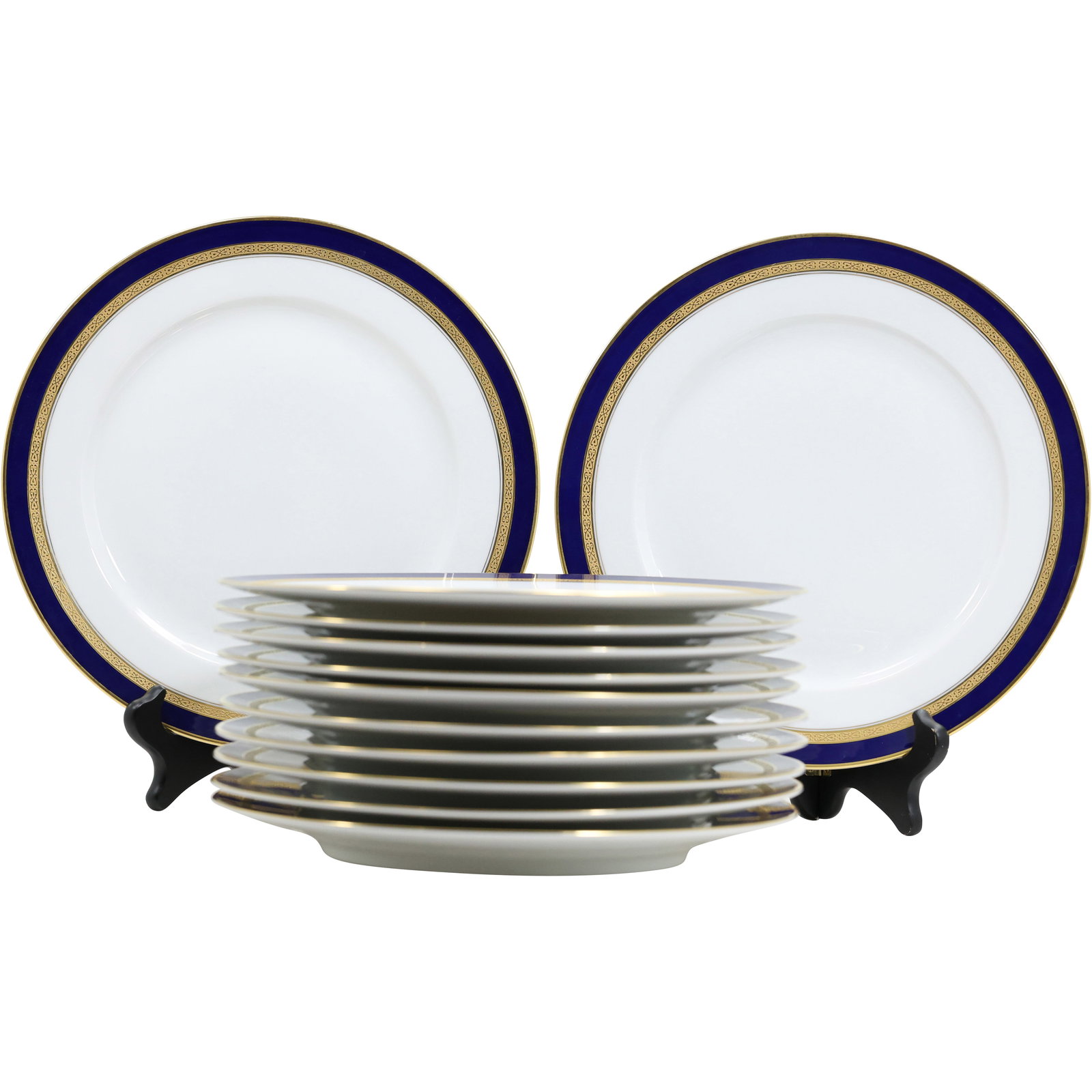 Set of 12 Lorenz Hutchenruether Germany "Cardiff" Cobalt Fine Porcelain Dinner Plates 10.5 in. dia.: Set of 12 Lorenz Hutchenruether Germany "Cardiff" Cobalt Fine Porcelain Dinner Plates 10.5 in. dia. Size: 10.5 w S:B