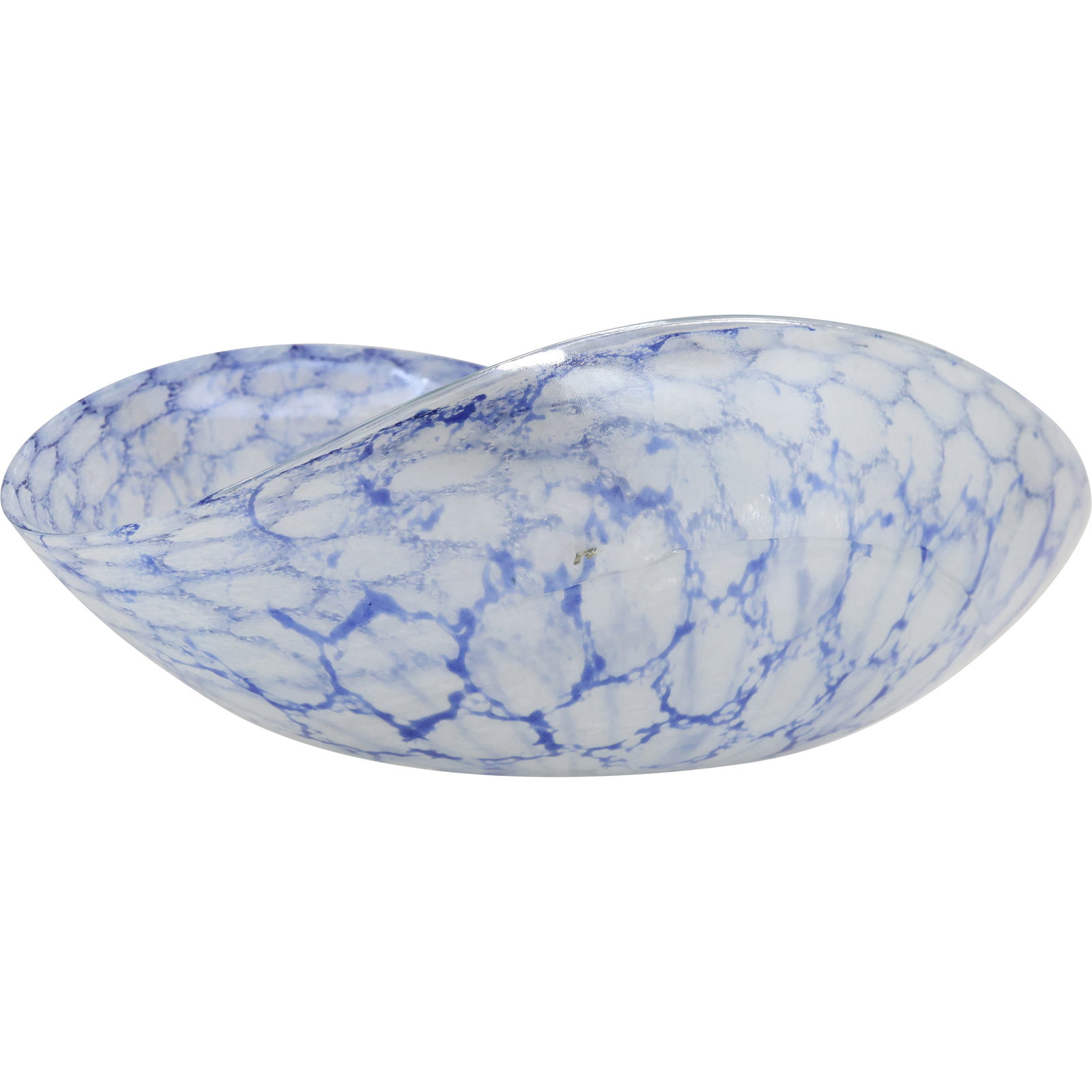 Large Blue Murano Art Glass "Shell" Shaped Center Bowl Dish 18 inches length x 10 in. wide (1 of 10)