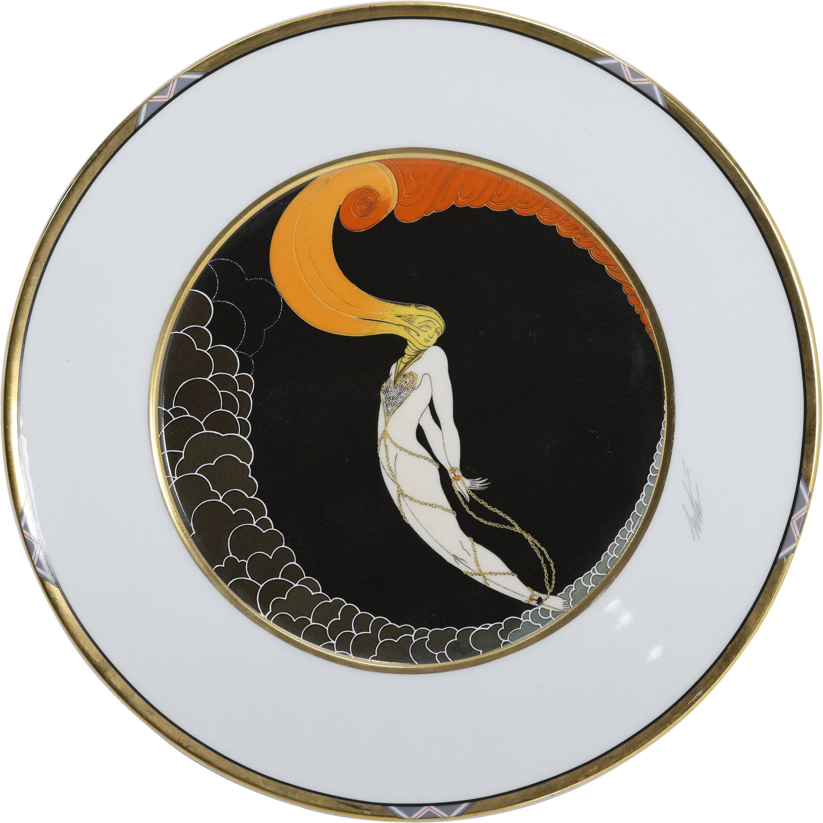 ERTE 1990 West Germany Art Deco Woman Cabinet Plate 12.5 inches diameter: ERTE 1990 West Germany Art Deco Woman Cabinet Plate 12.5 inches diameter. Size: 12.5 S:A