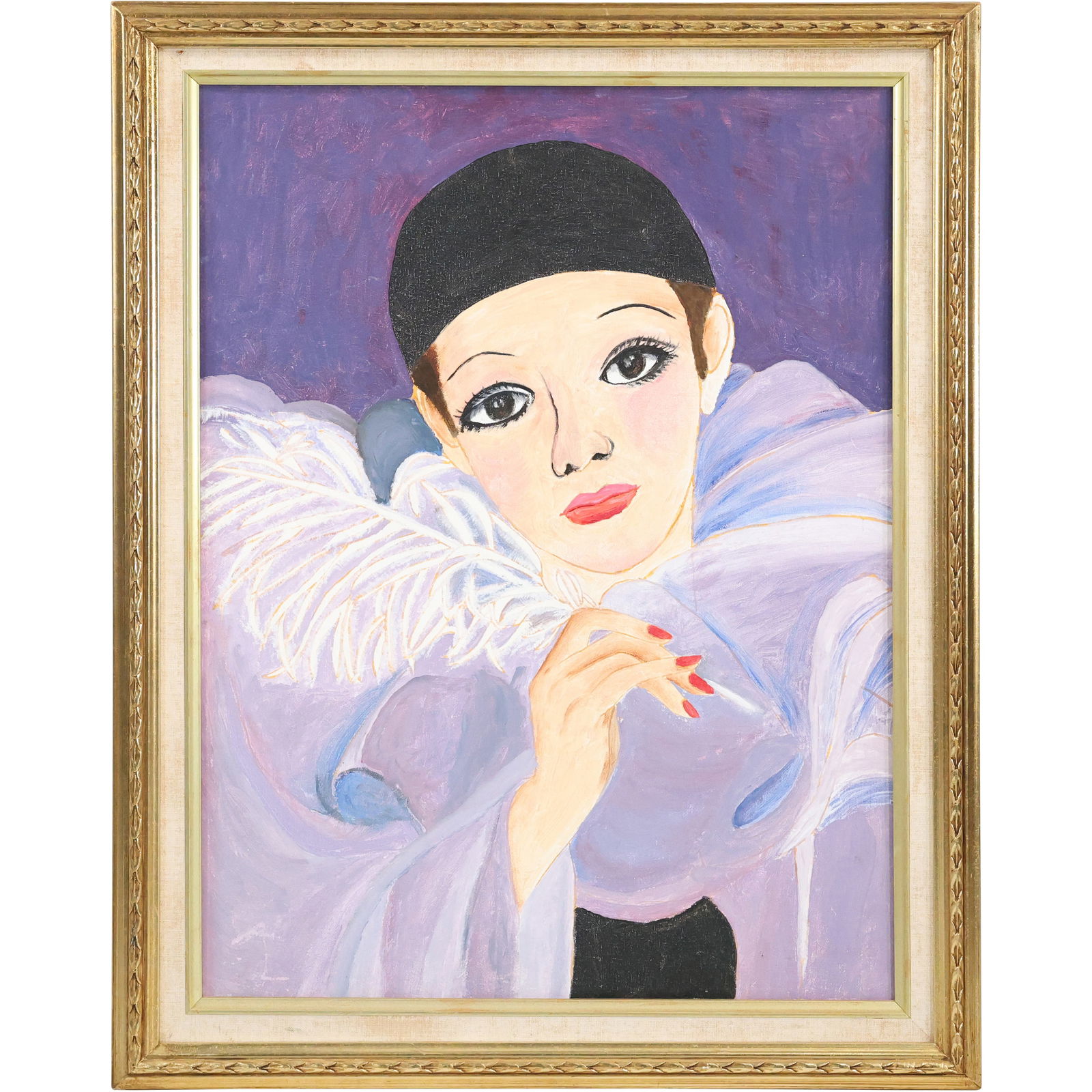 Oil on Board Painting Clown Harlequin Portrait, Framed (1 of 10)