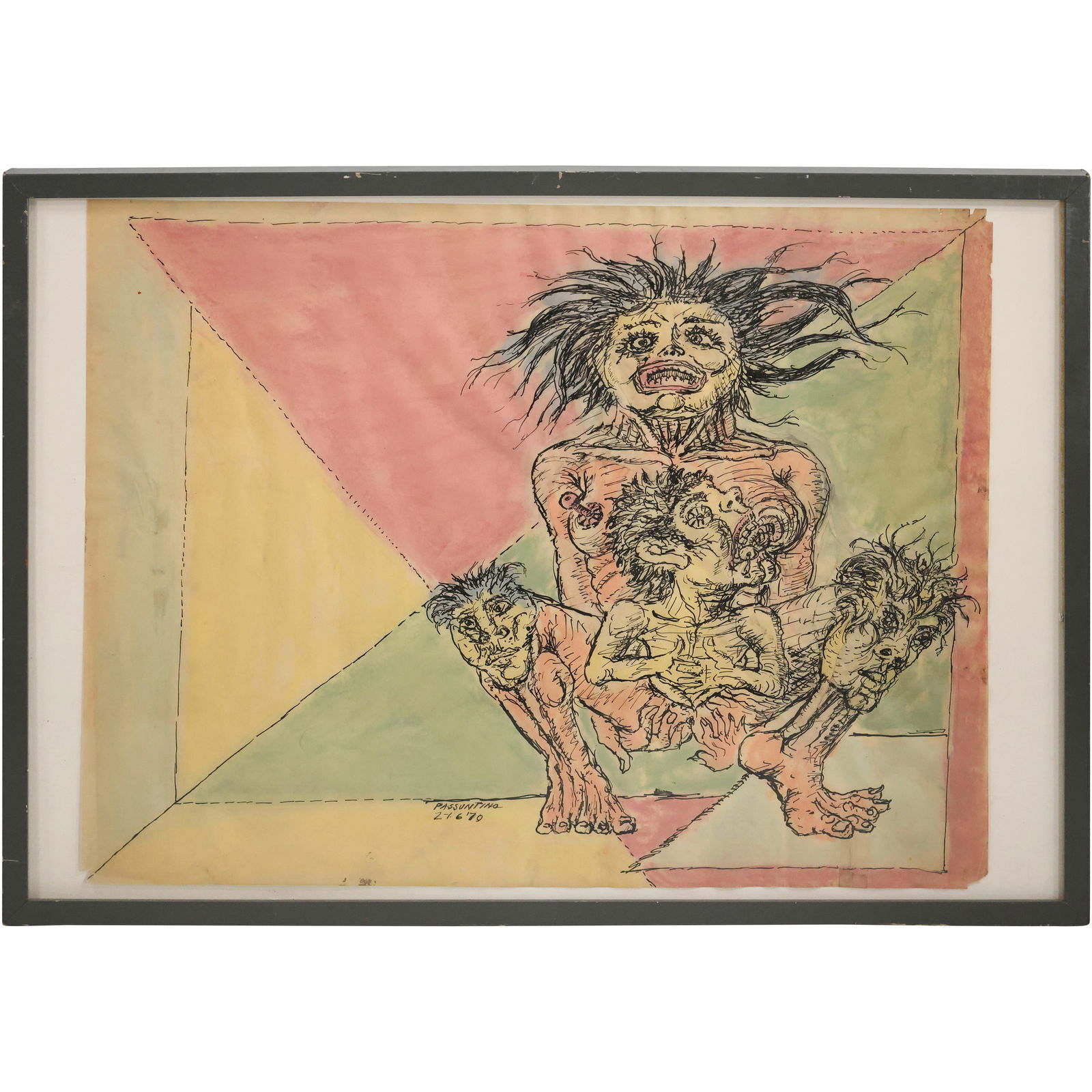 Peter Zaccaria Passuntino (Born 1936) Illinois / France, Watercolor Painting Grotesque Figures (1 of 14)