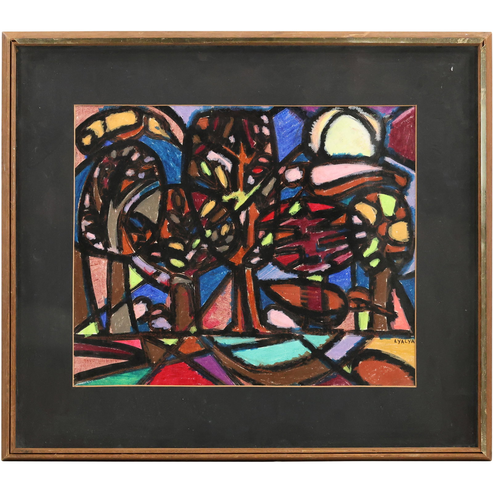 Lyalya Herold (1928-2006) Mixed Media Colorful Abstract Painting, Signed, Framed: Lyalya Herold (1928-2006) Mixed Media Colorful Abstract Painting, Signed, Framed. Size: 16.5 x 13.5 outside of frame: 23 x 20. She was born in New York City, daughter of Ukrainian immigrants Hyman Fil