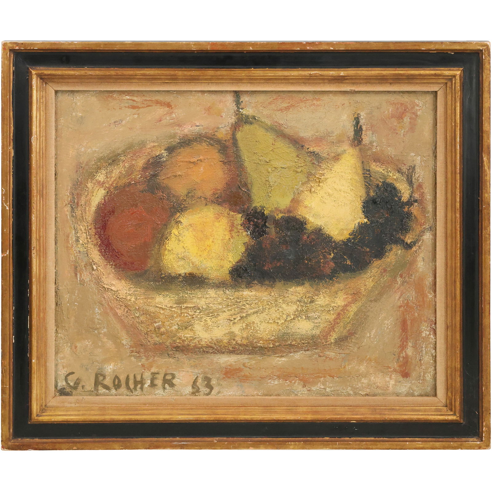 Georges Rocher 1963, (1927 - 1984) France; Oil on Canvas Painting, Still Life Bowl of Fruit (1 of 15)