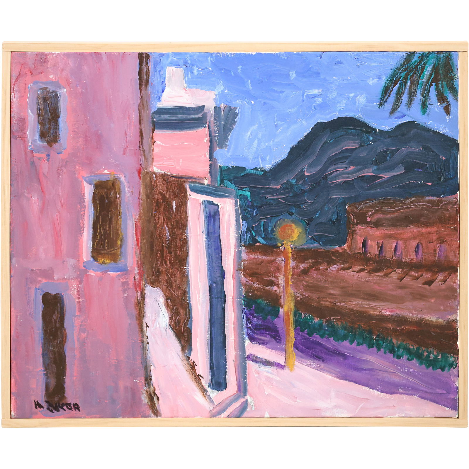 Herman Zuker (1959-) Polish American, "Mountainside Village" Acrylic on Canvas Painting. Circa 1995 (1 of 9)