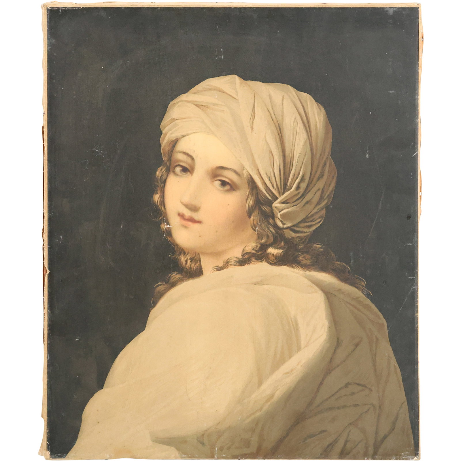 AFTER GUIDO RENI, BEATRICE CENCI , 19th C. Chromolithograph on Canvas 28 in. x 21 in.: AFTER GUIDO RENI, BEATRICE CENCI , 19th C. Chromolithograph on Canvas 28 in. x 21 in. Size: 28 x 21