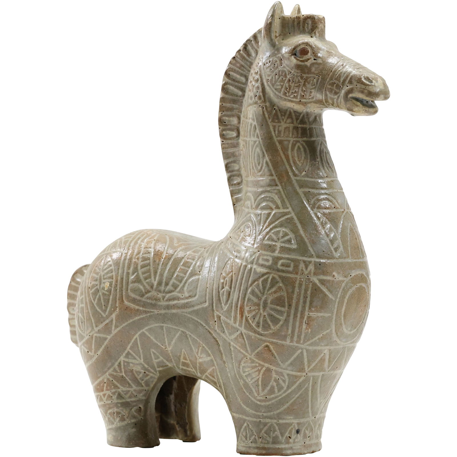 Bitossi Style Horse Figure Statue Ceramic Pottery 11 inches x 9 inches: Bitossi Style Horse Figure Statue Ceramic Pottery 11 inches x 9 inches. Size: 11 x 9 Shelf: C