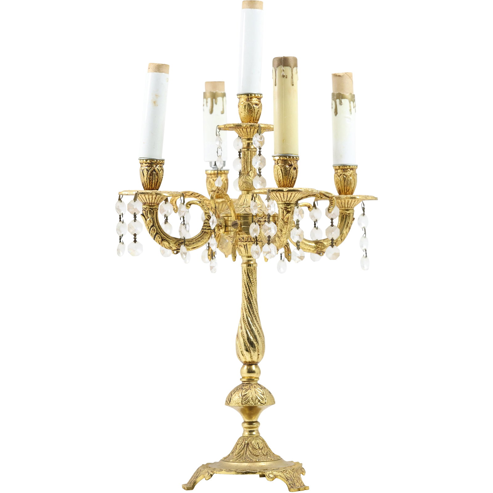 20th C. Cast Brass Decorator Electrified Candelabrum Table Lamp or Piano Lamp 19 in. height (1 of 15)