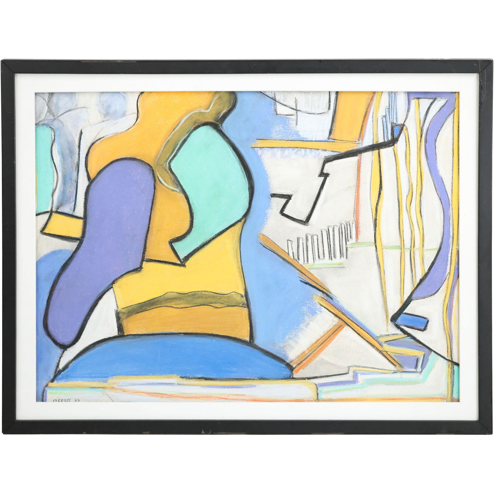 Roberta Gross, Mixed Media Pastel, Abstract Painting, Signed with Label on Verso (1 of 18)