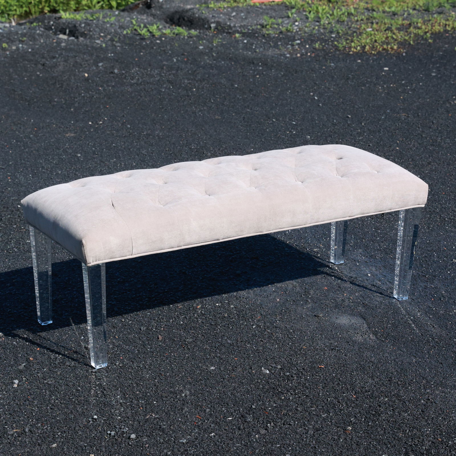 Modern Design Window Bench / Foot of the Bed Bench with Clear Lucite Legs 49 in. length (1 of 11)