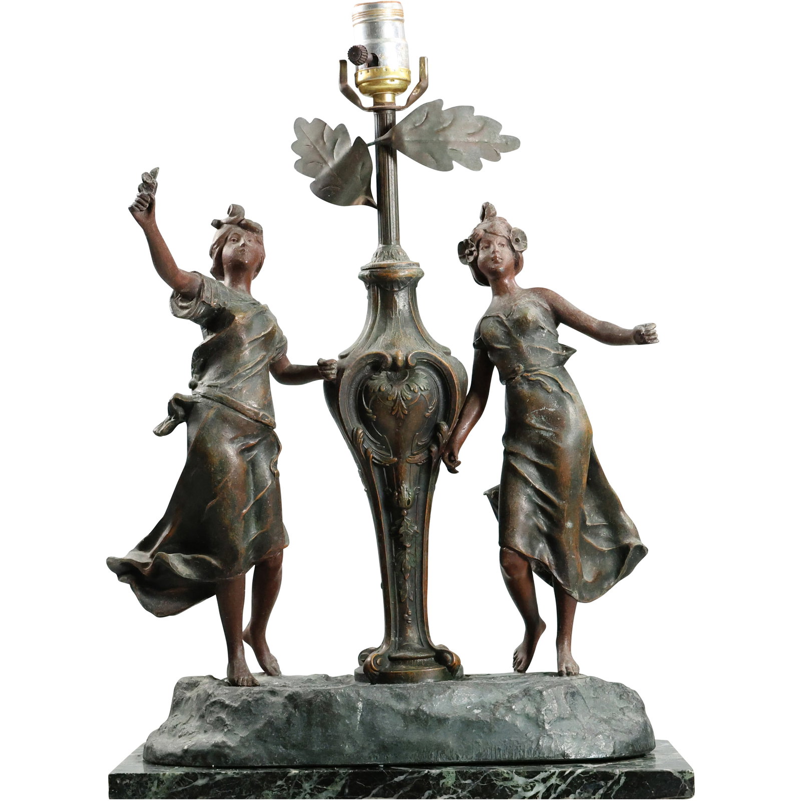 L & F Moreau Style Art Nouveau French Figural Table Lamp (1 of 20)