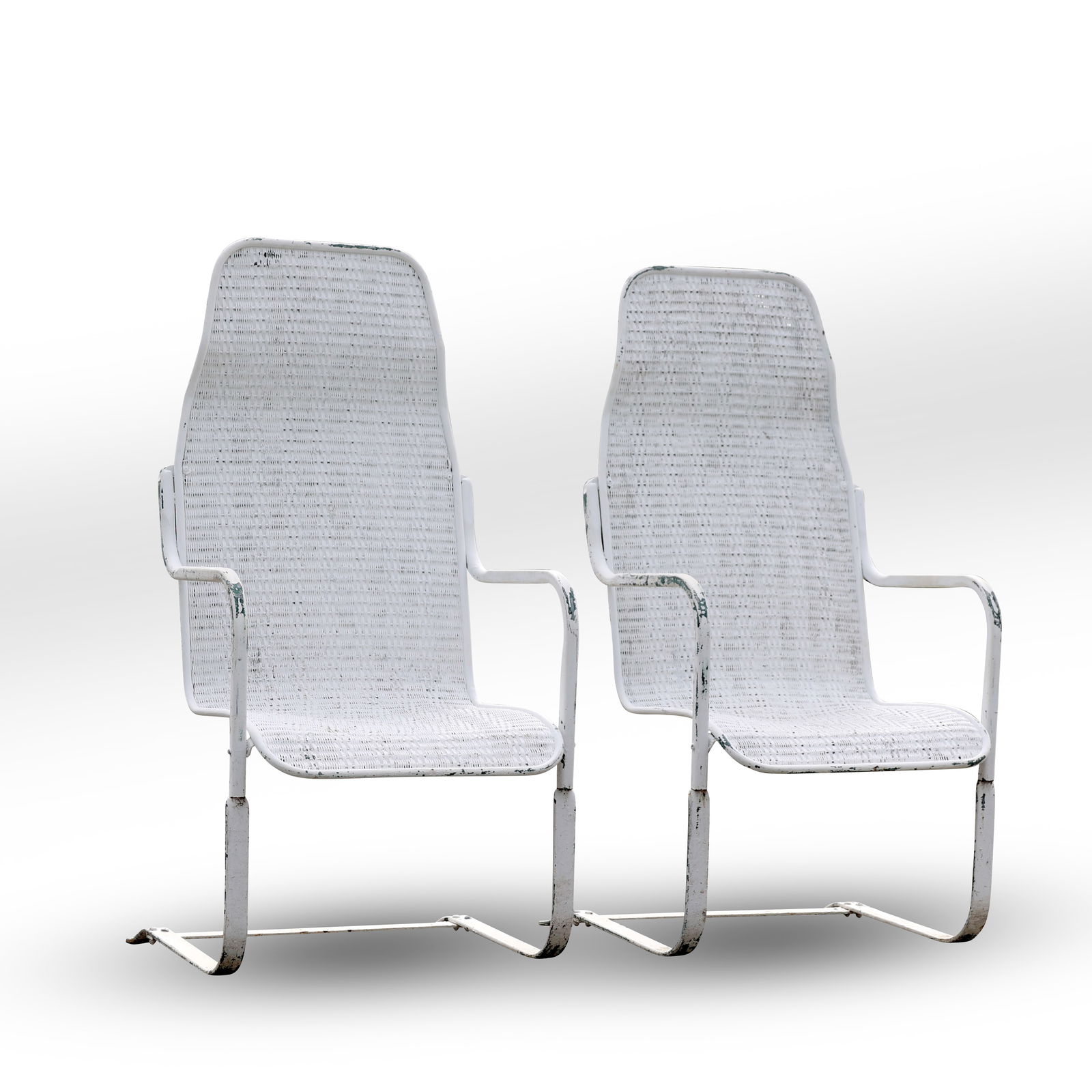 Pair Vintage Lloyd Loom Flanders Perma Wicker Bay Breeze High Back Chairs (1 of 13)