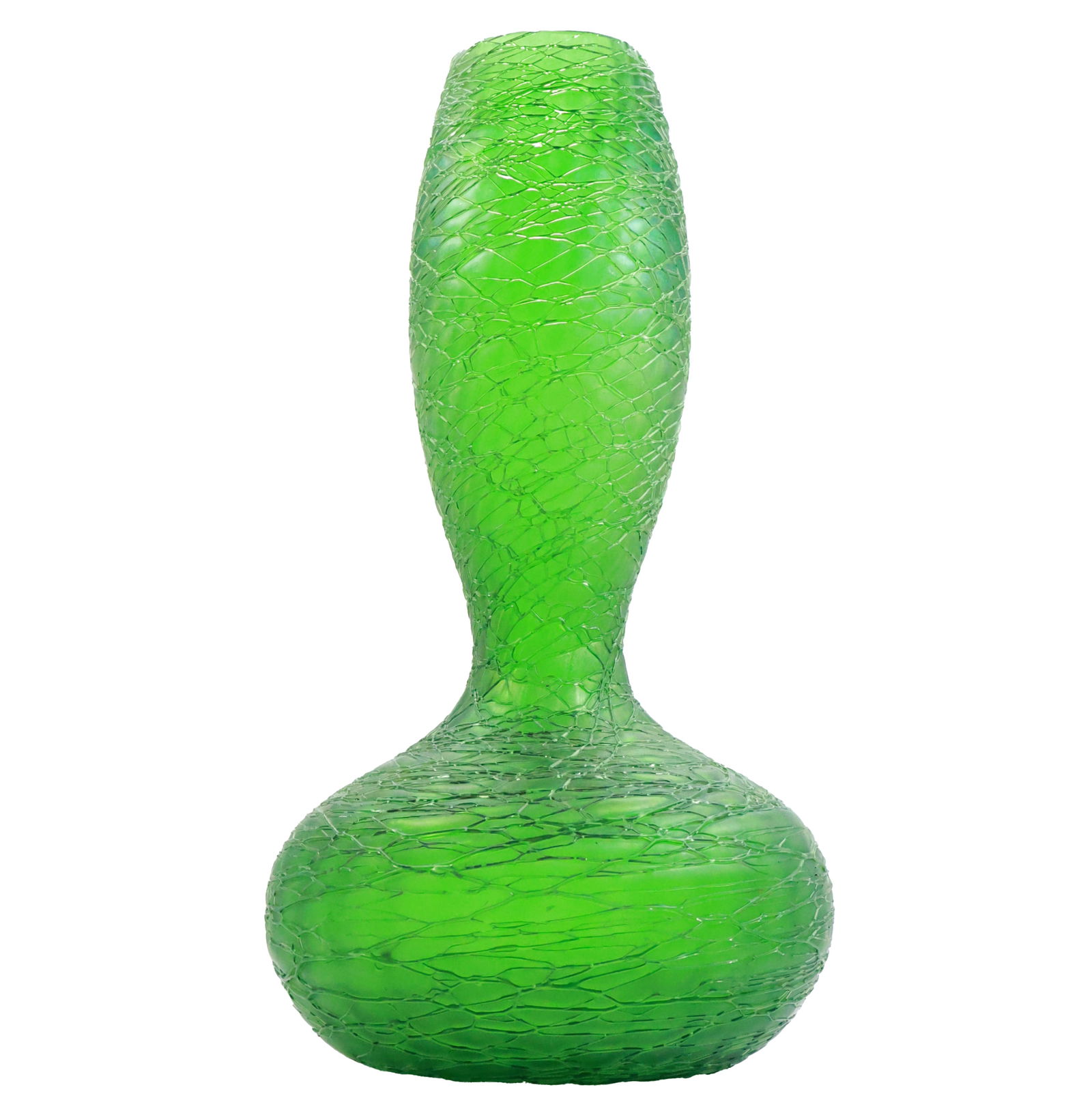 Large Bohemian Double Gourd Threaded Glass Vase Attributed to Kralik 18.5 in. height (1 of 15)