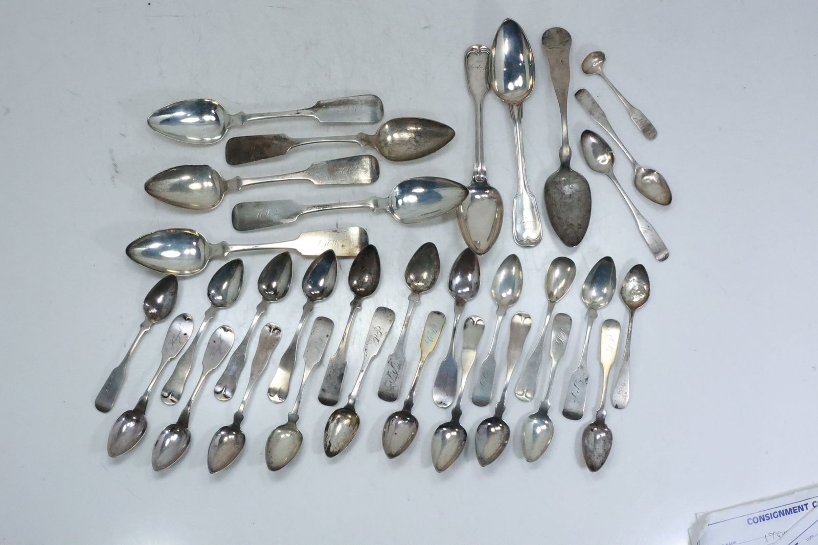 26 Pieces Early Coin Silver Flatware weighs 702.4 grams (1 of 18)