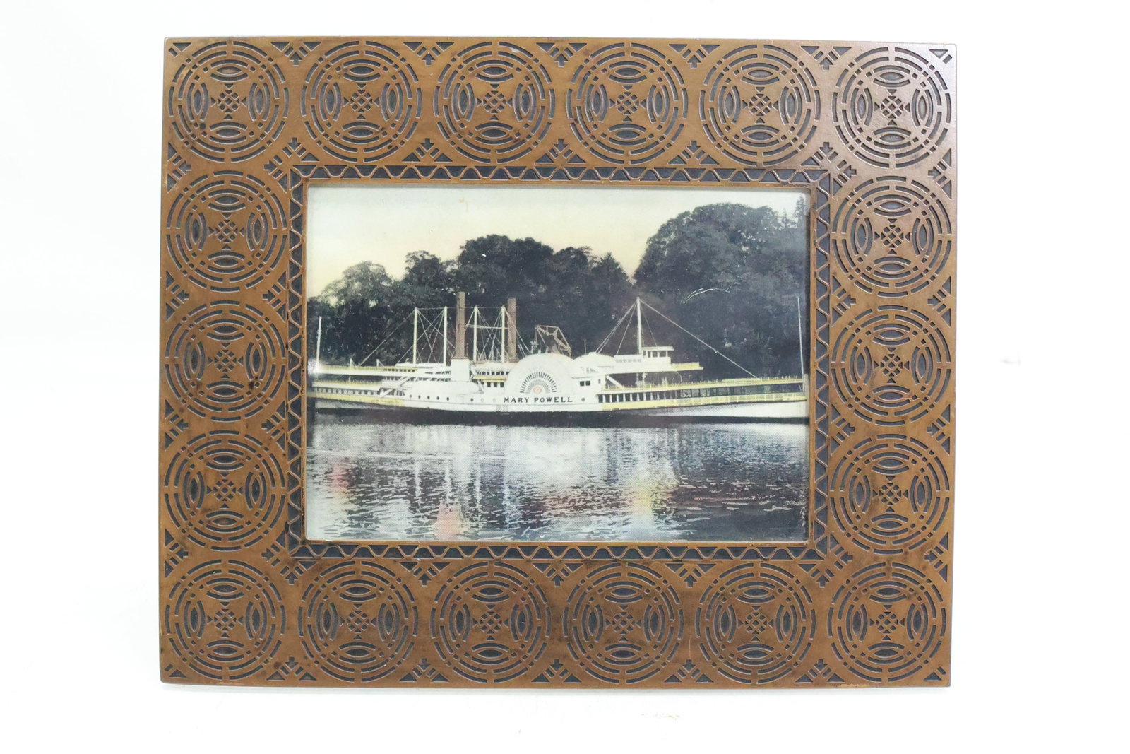 Picture of Mary Powell Riverboat in Metal Arts and Crafts Frame: Picture of Mary Powell Riverboat in Metal Arts and Crafts Frame ; image 5 in. x 7 in. , outer frame 10.75 in. x 8.75 in. **Important Pick-Up Information: Lots 1-100 are located at our Auction Gallery