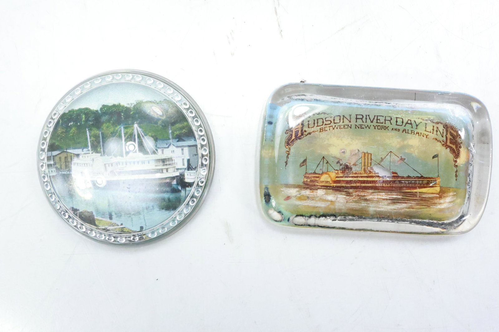 2 Vintage Paperweights: Hudson River Day Line and Ulster River Boat (1 of 6)