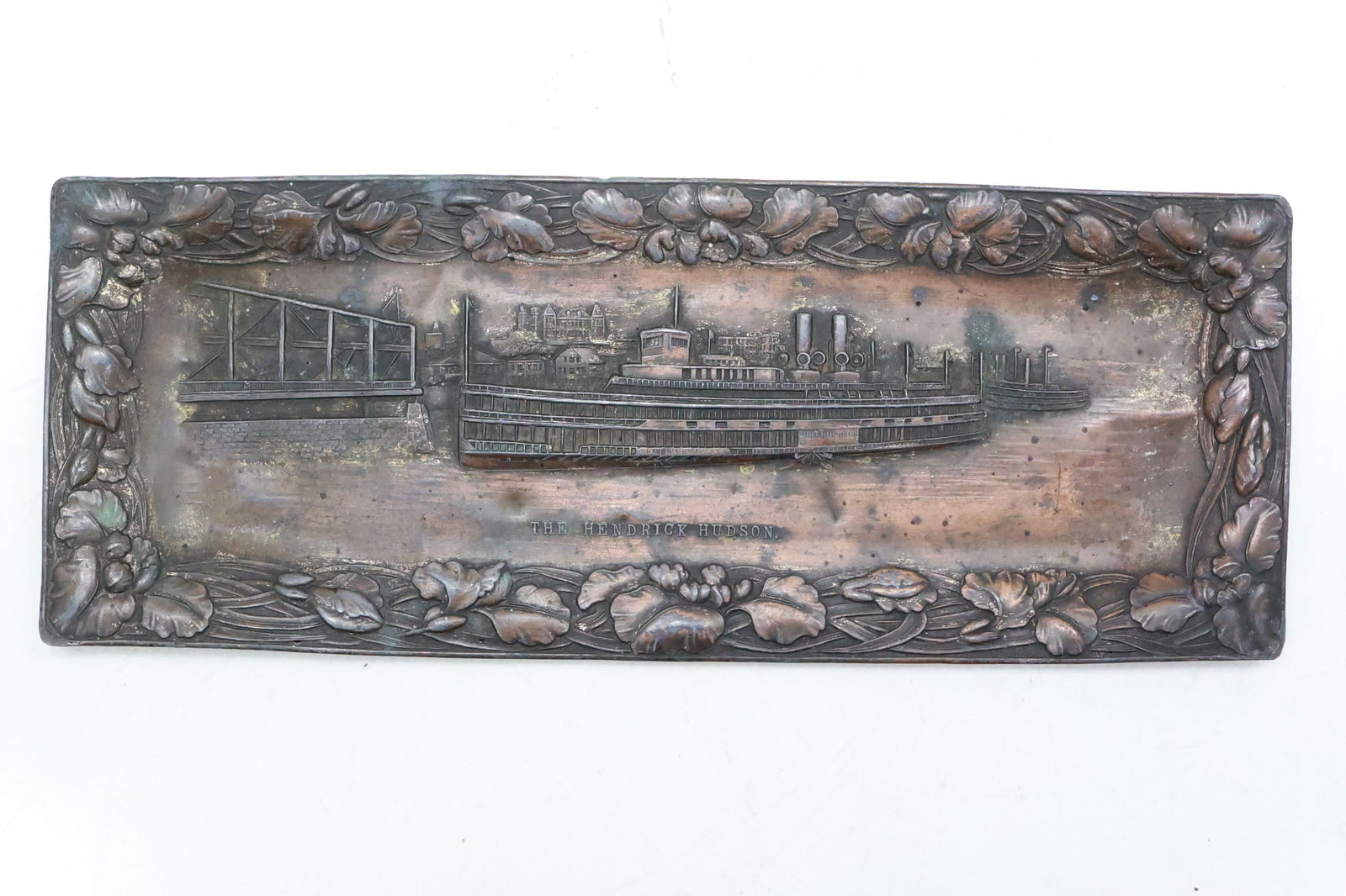 "The Hendrik Hudson" Medal Repousee Tray, 9 in. x 3 3/8 in. (1 of 7)