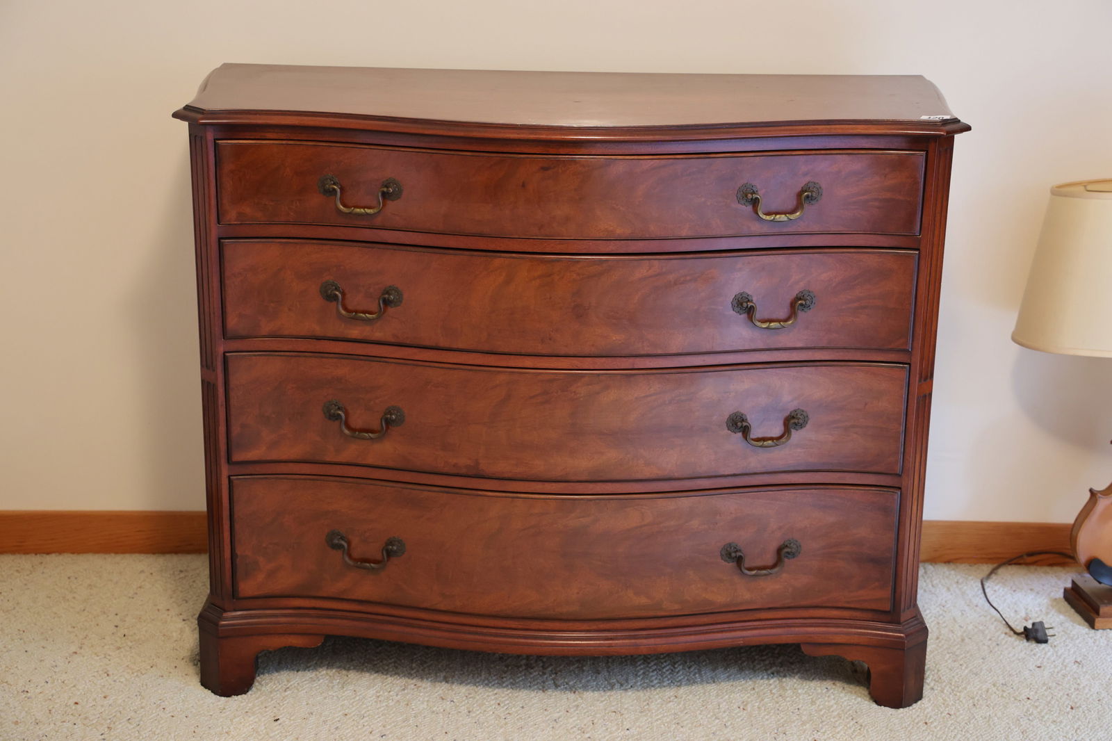Vintage Mahogany 4-Drawer Bow Front Chest 35 in. height x 45 in. length x 18 in. depth (1 of 11)