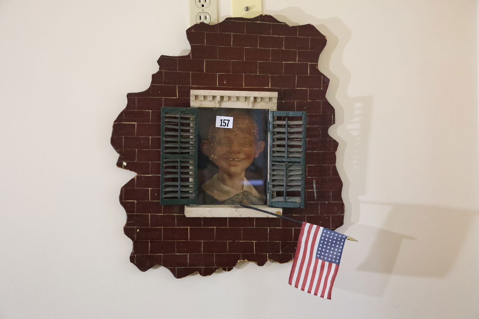 Folky Whimsical Wall Hanging Mad Magazine's Mascot Alfred E. Neuman Looking Out a Window (1 of 8)