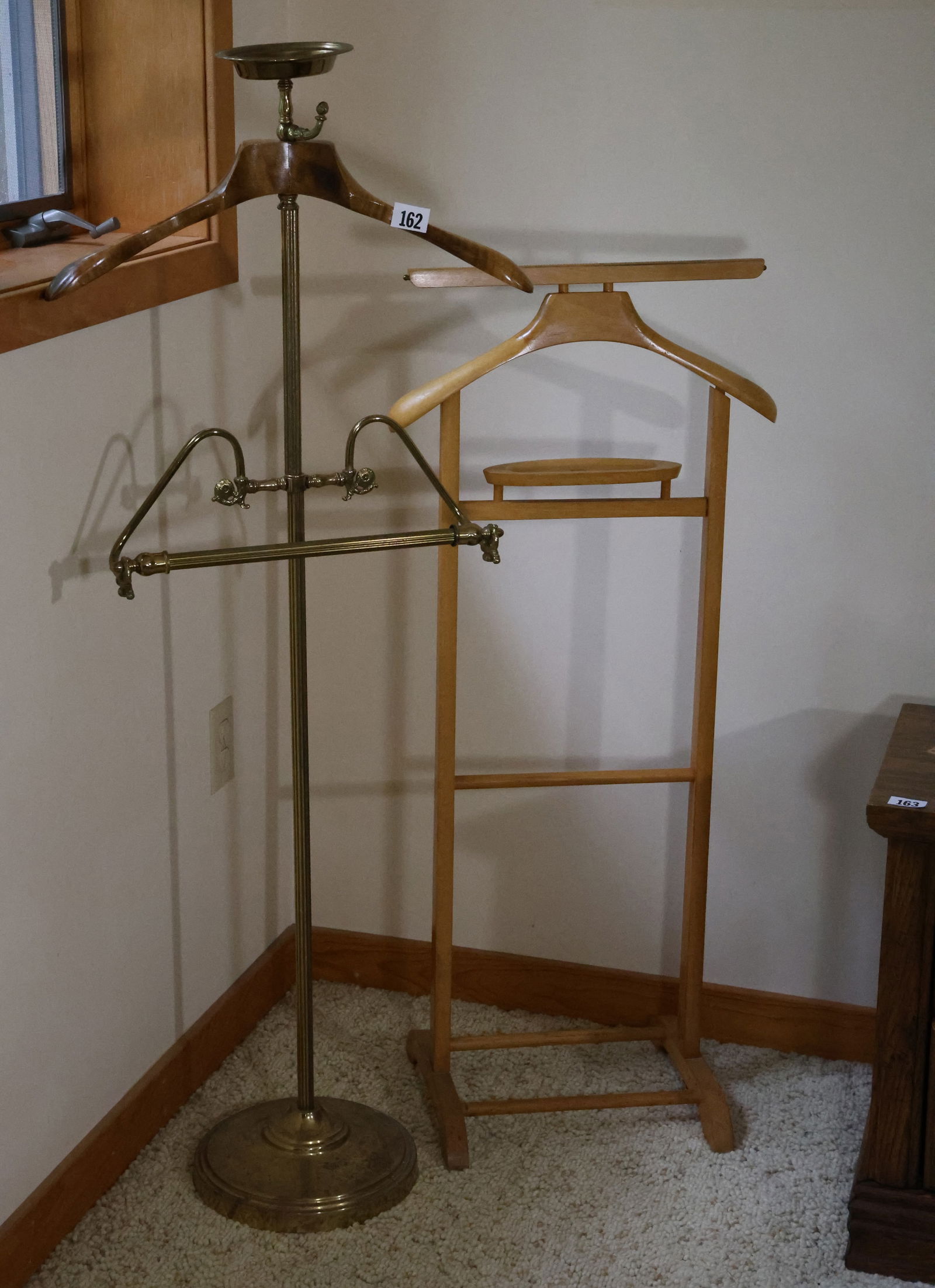2 Clothes Butlers, One is  Brass and Other is Maple Wood 52 inches height and 42 inches height (1 of 8)
