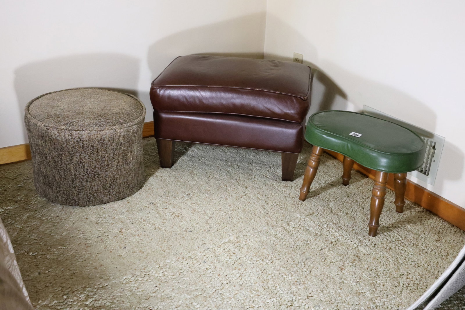 3 Assorted Ottomans, 25 inches to 17 inches: 3 Assorted Ottomans, 25 inches to 17 inches **Important Pick-Up Information: Lots 1-100 are located at our Auction Gallery at 174 Glasco Turnpike, Saugerties, NY 12477. Pick-up for these items will be