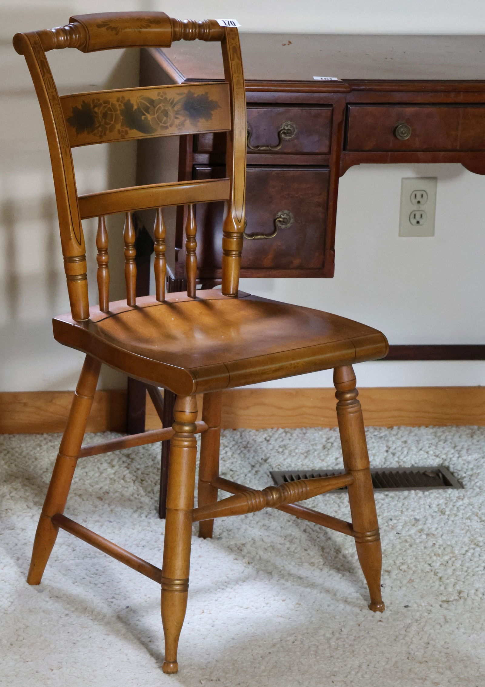 Stenciled Hitchcock Pillow Back Side Chair , 34 in. height x 16 in. wide (1 of 11)