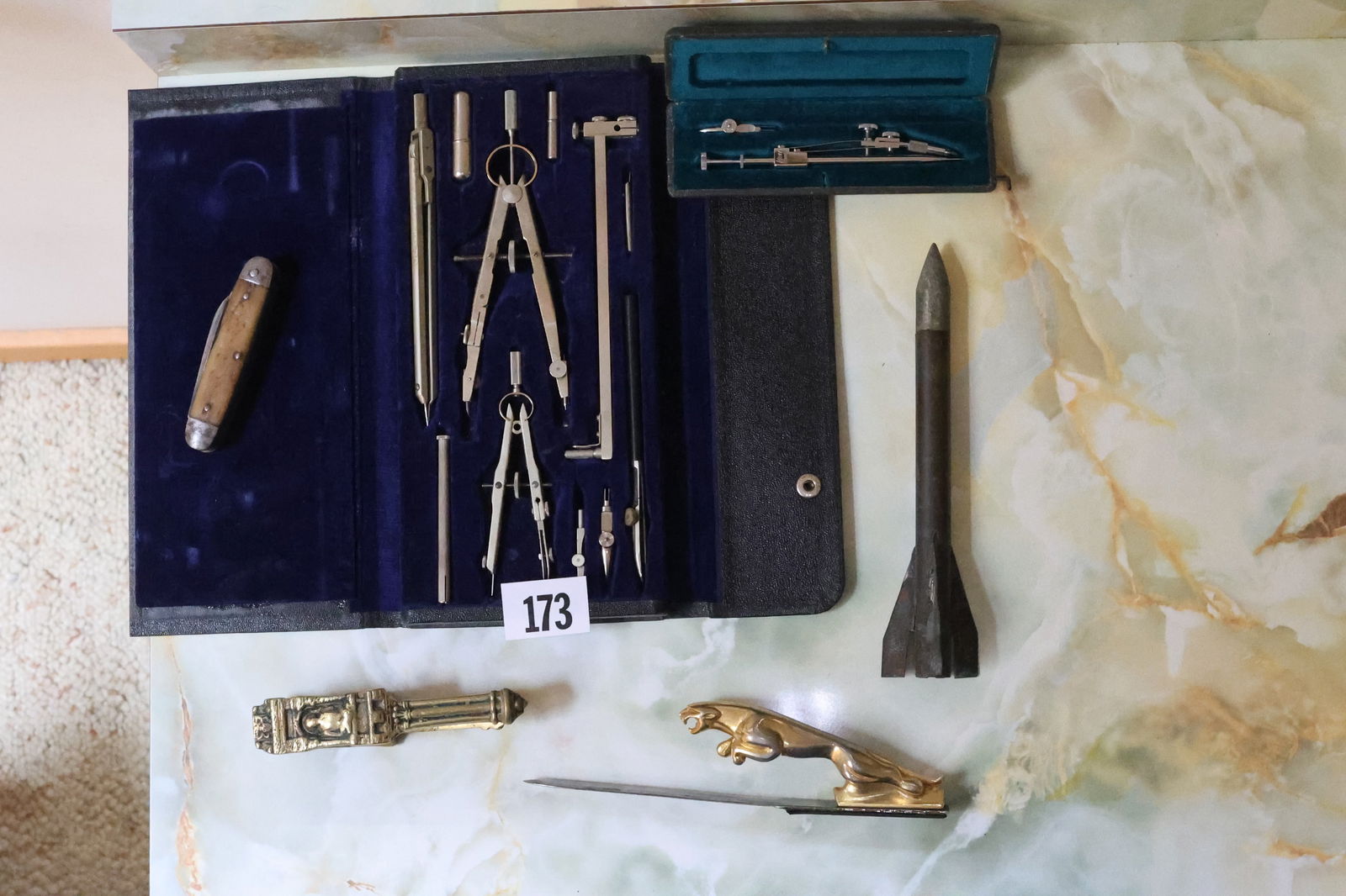 5 Assorted: Architect Tools, Pen Knife, Brass Nut Cracker, Jaguar Letter Opener, Rocket (1 of 15)