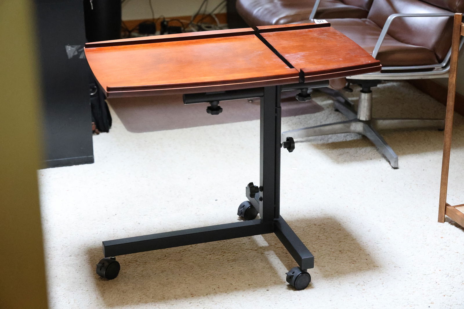 Rolling Bedside Table Adjustable Height 26.5 in. height x 31 in. length (1 of 7)