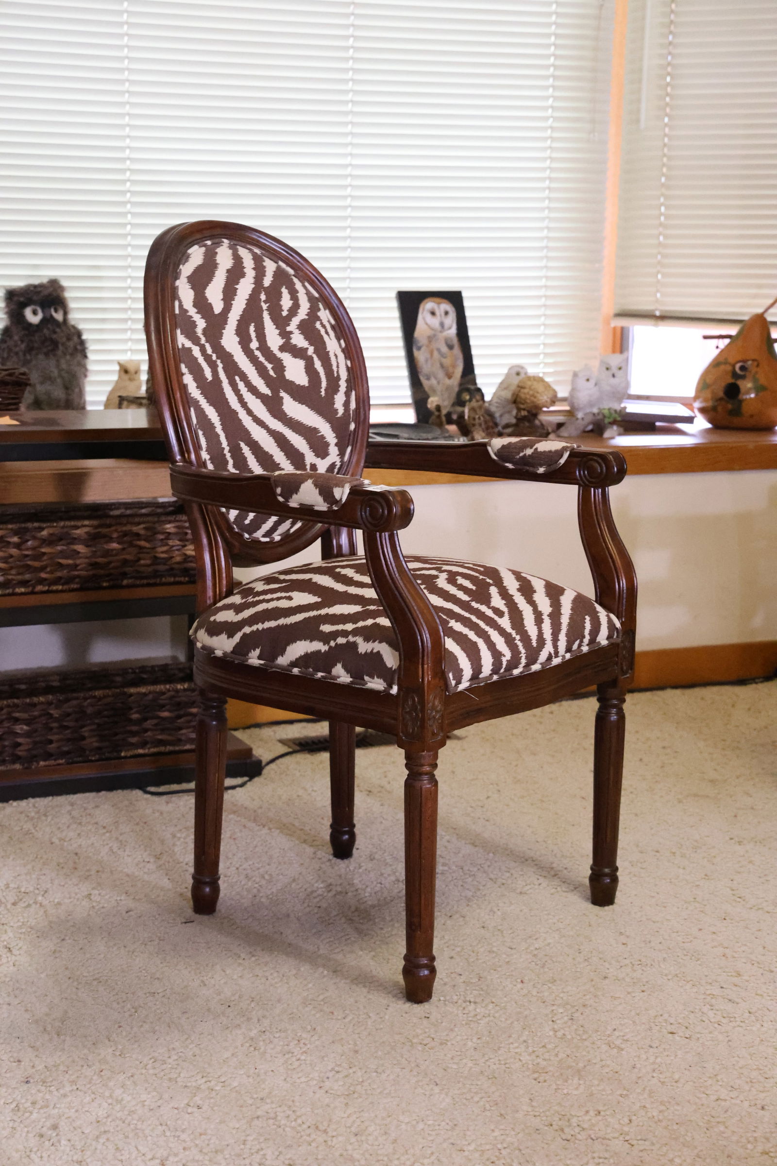 French Bergere Mahogany Arm Chair Upholstered Back and Seat 38 n. height x 21.5 in. wide (1 of 9)