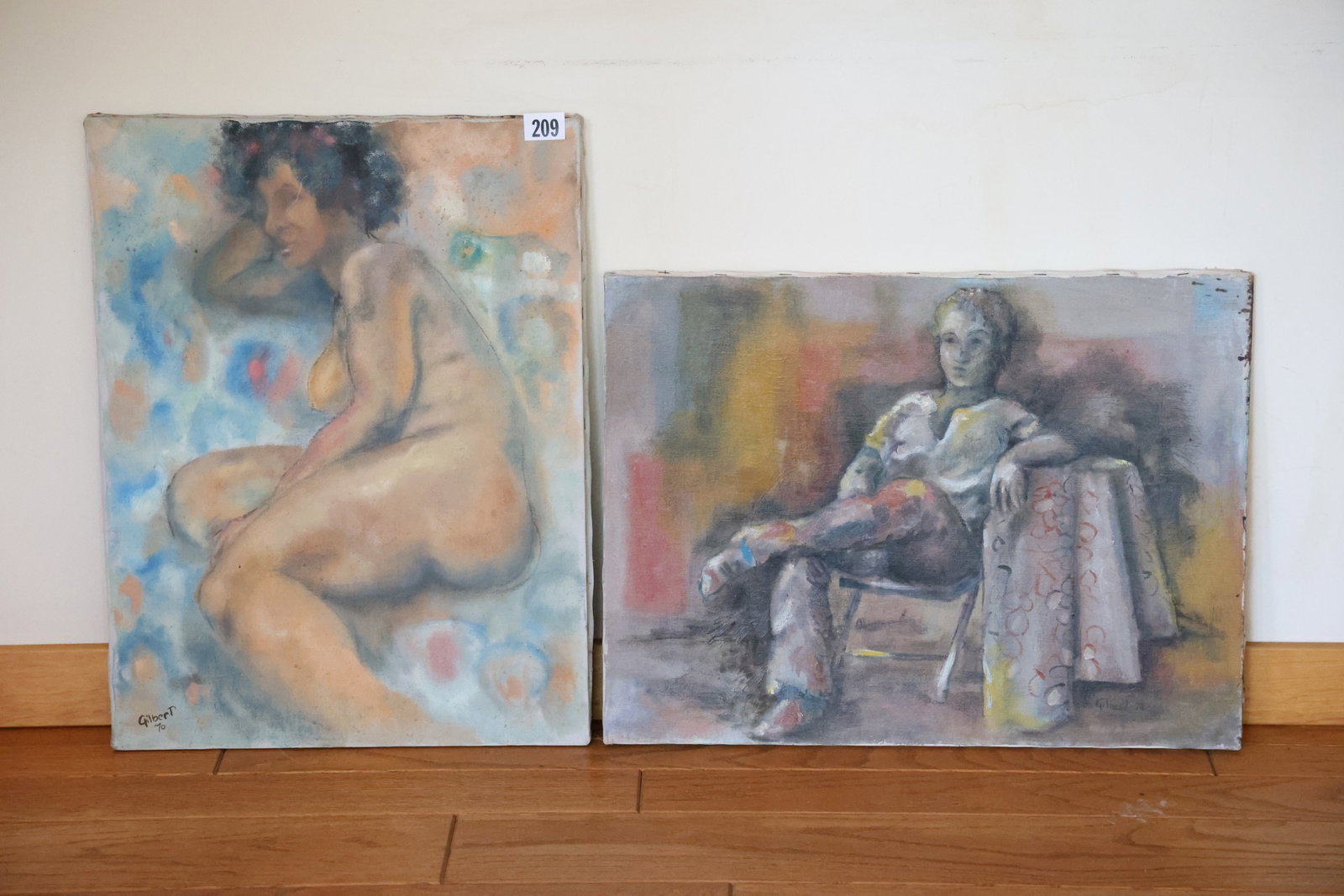 [2] Phyllis Gilbert, 1970s Oil on Canvas Nude Model Studies 18 in. x 24 in.: [2] Phyllis Gilbert, 1970s Oil on Canvas Nude Model Studies 18 in. x 24 in. **Important Pick-Up Information: Lots 1-100 are located at our Auction Gallery at 174 Glasco Turnpike, Saugerties, NY 12477.