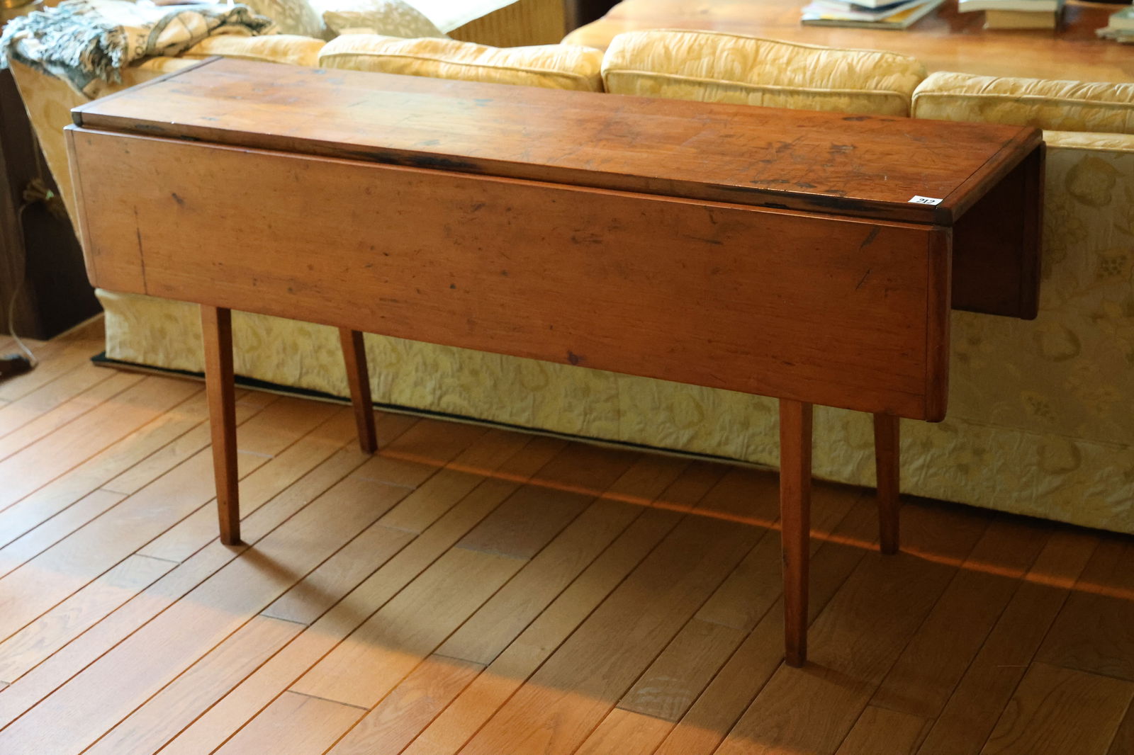 Early Hudson Valley Pine Drop Leaf Table 29 in. height x 60 in. length x 17 in. wide (1 of 8)