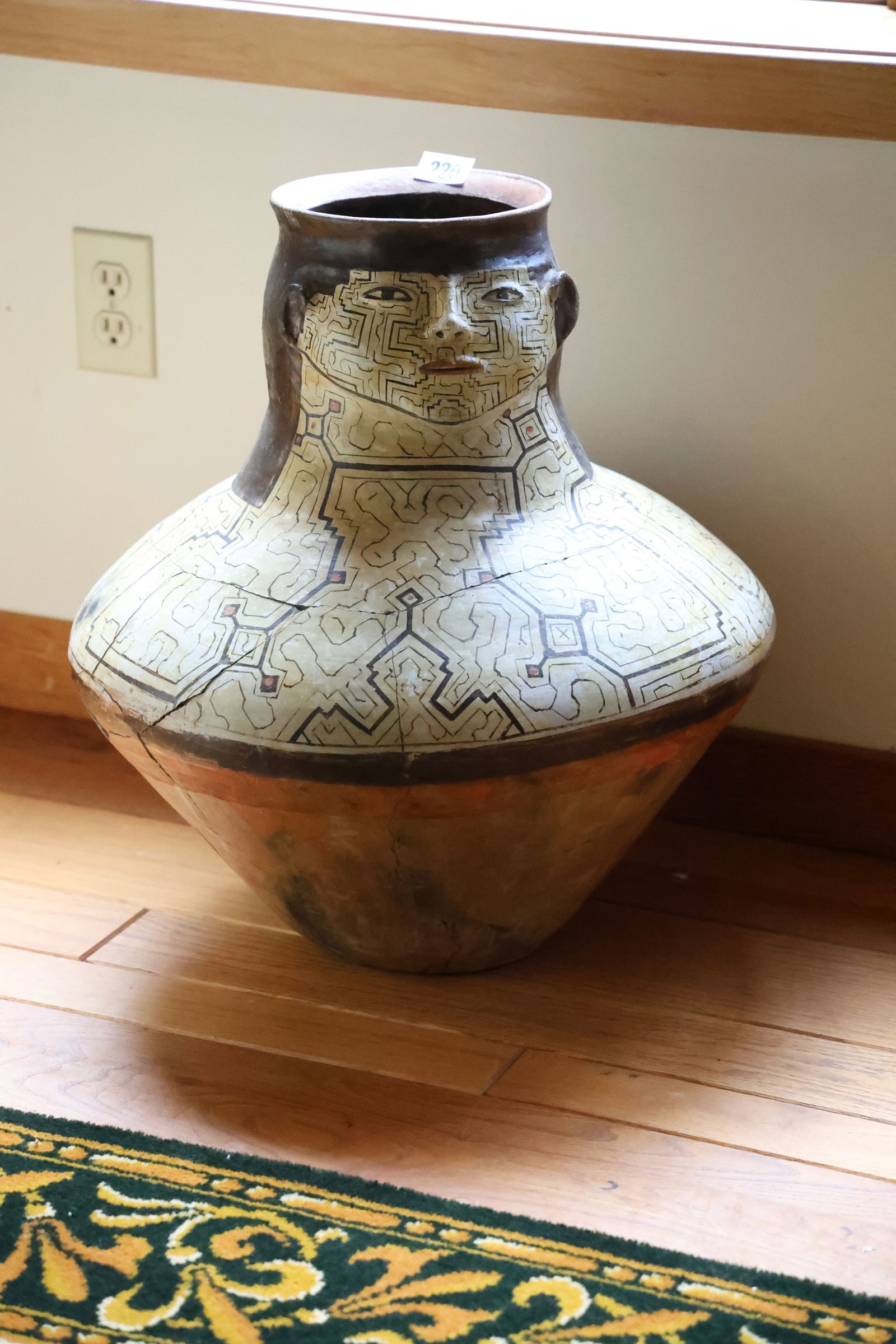 22" Large Peruvian Shipibo Pottery Vase South American with Face [as is] See Pictures (1 of 11)