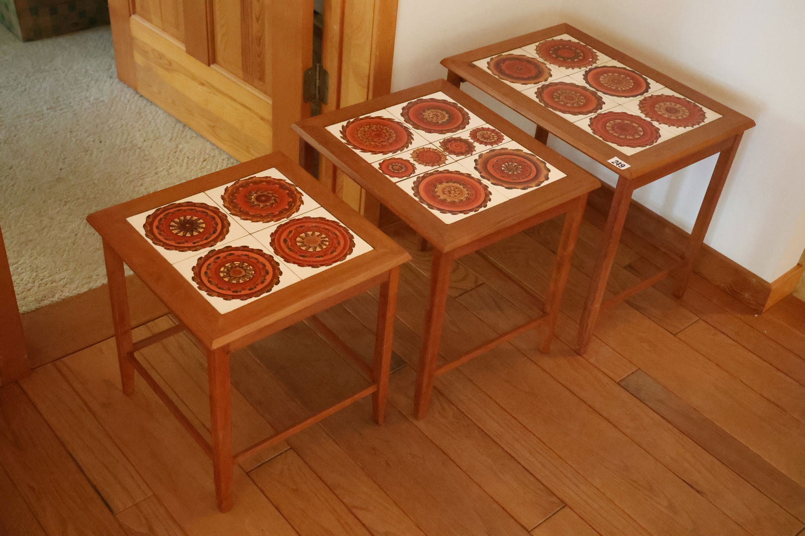 Mid-Century Modern Nest of 3 Tile Top Stands size 19 in. x 22 in. x 16 in. (1 of 9)