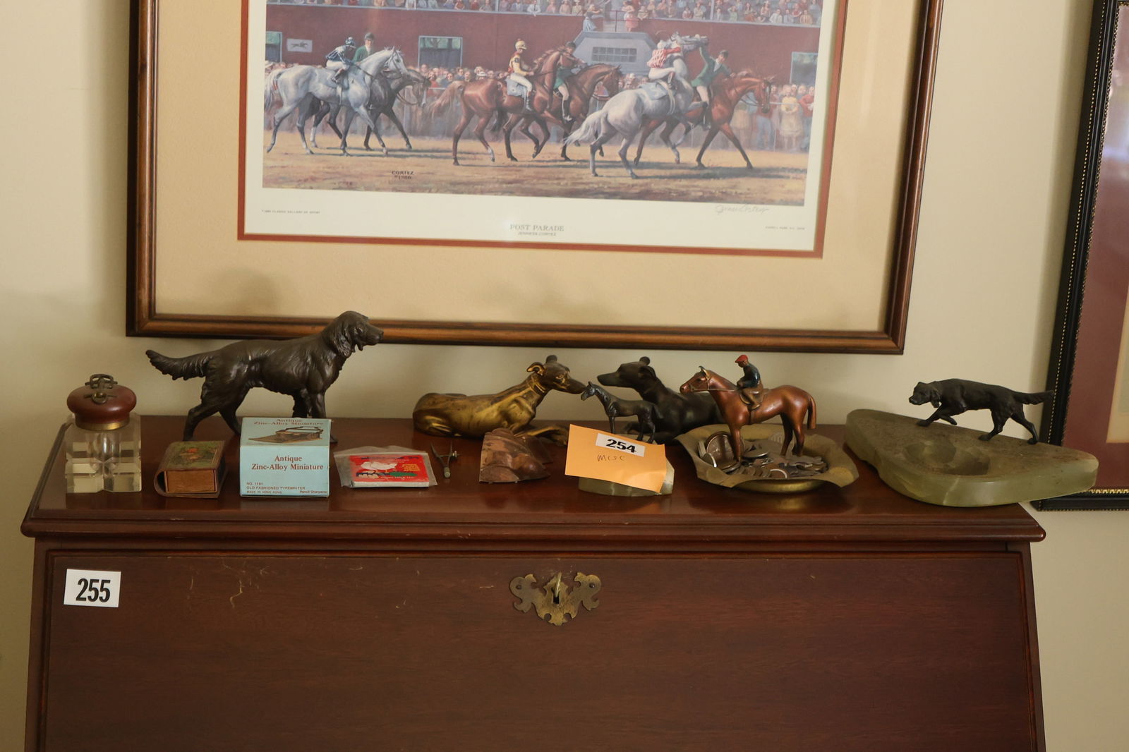 Misc. Grouping: Cast Metal Dog Statues, Horse Statues, Inkwell, Woodstock '99, - See Pictures (1 of 5)