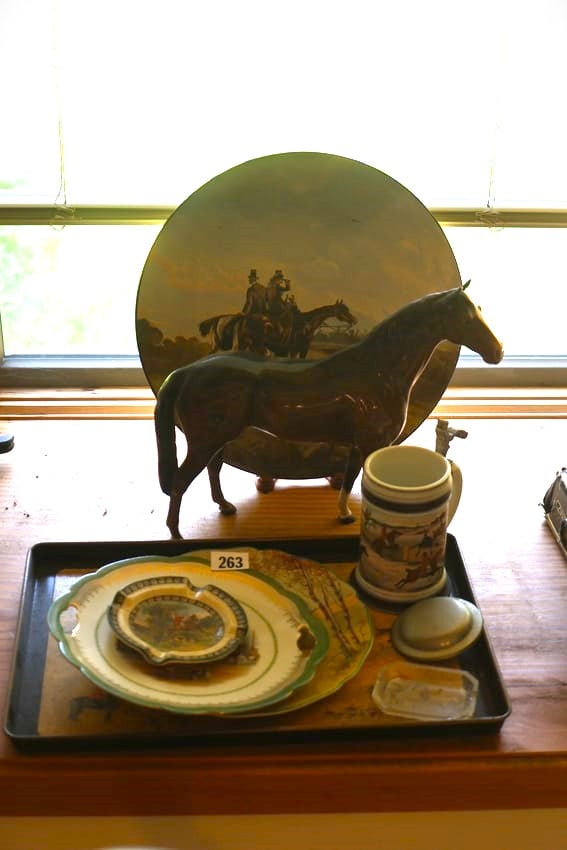Equestrian Group Lot: Horse Figure, Charger, Plates, Stein. Etc. - See Pictures (1 of 4)