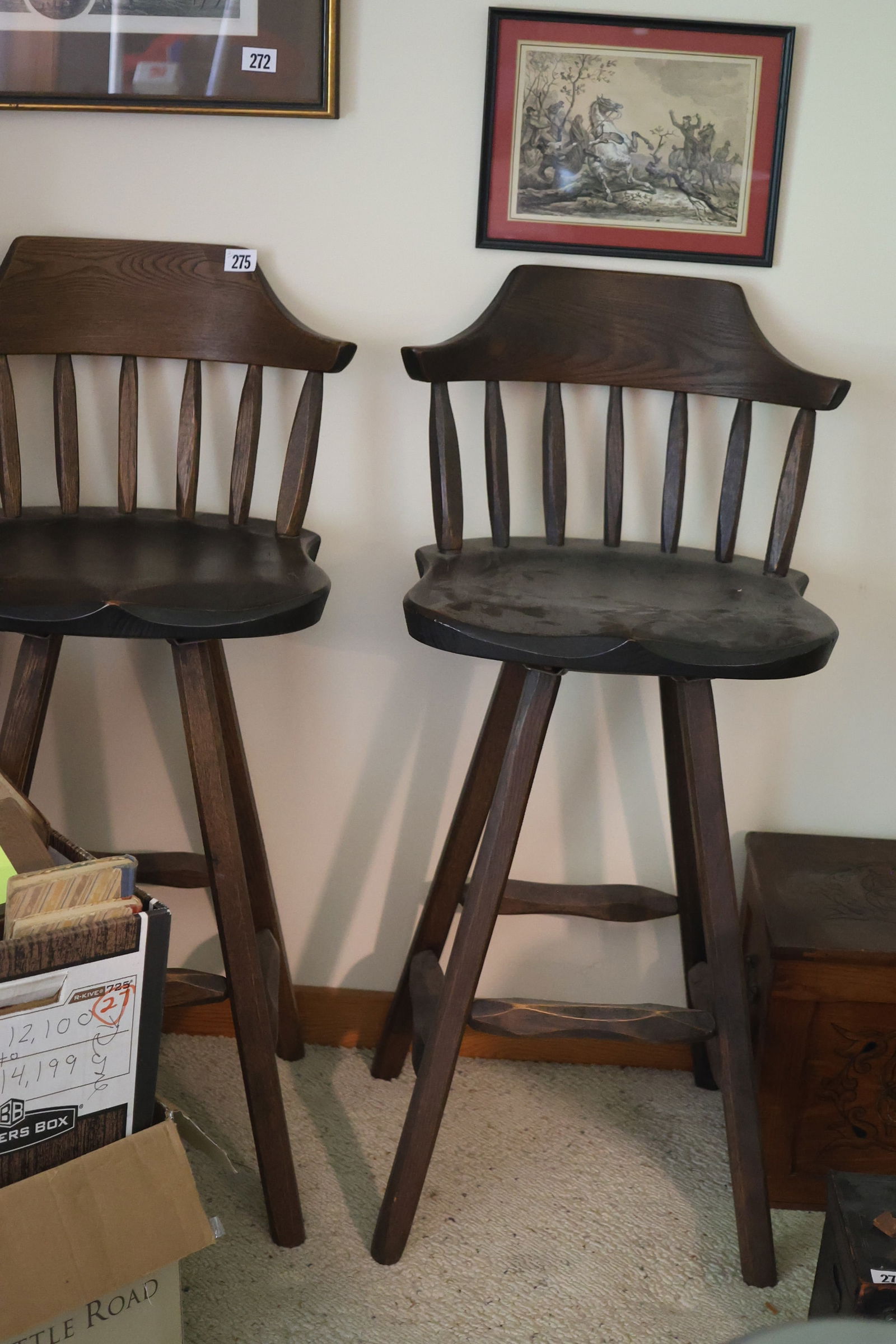 Pair Pine Bar Stools , 40 in. height x 20 in. wide (1 of 3)