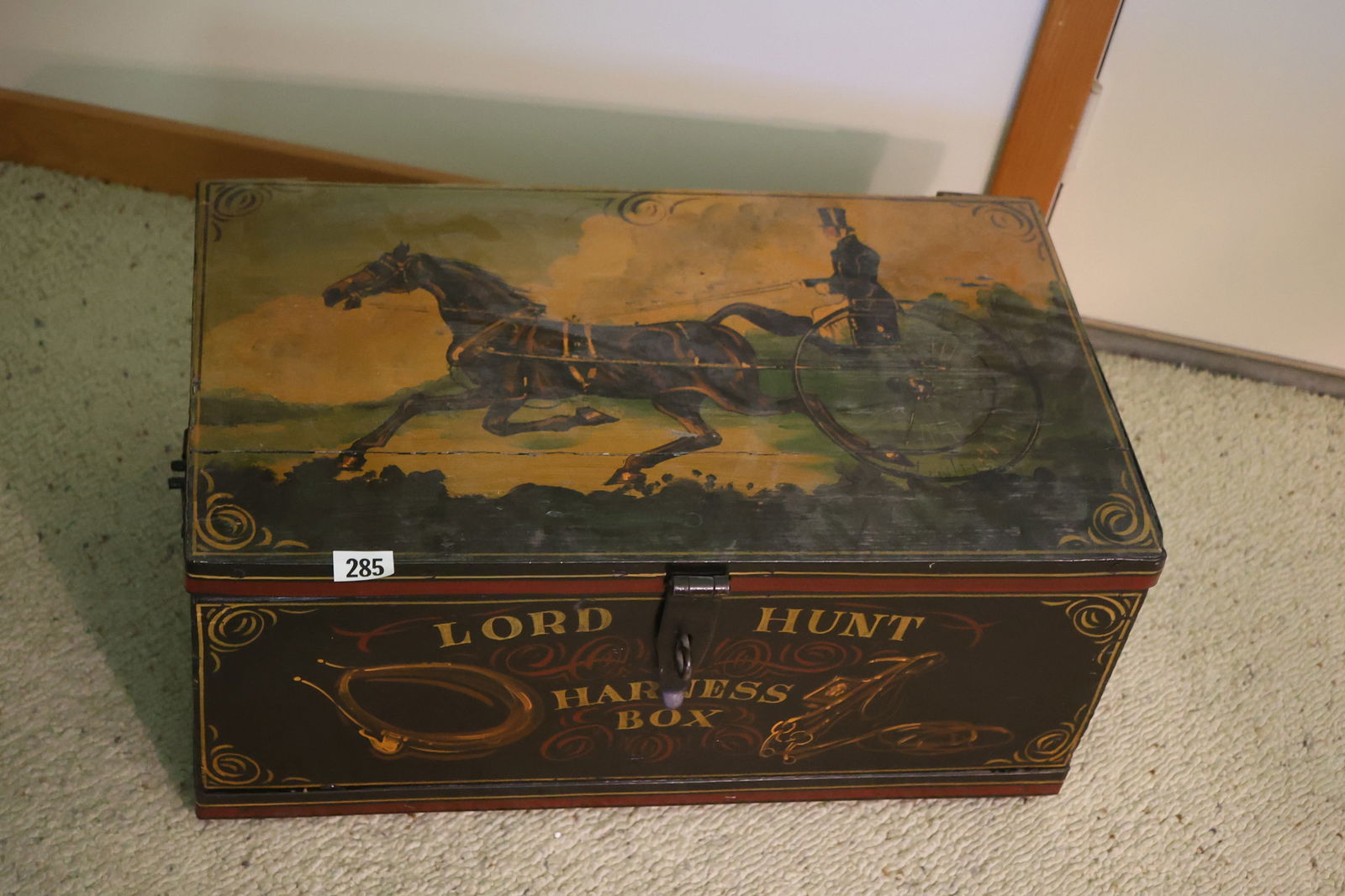Lord Hunt "HARNESS BOX", Wood Chest, Hand Painted 12 in. x 26 in. x 17 in. (1 of 5)
