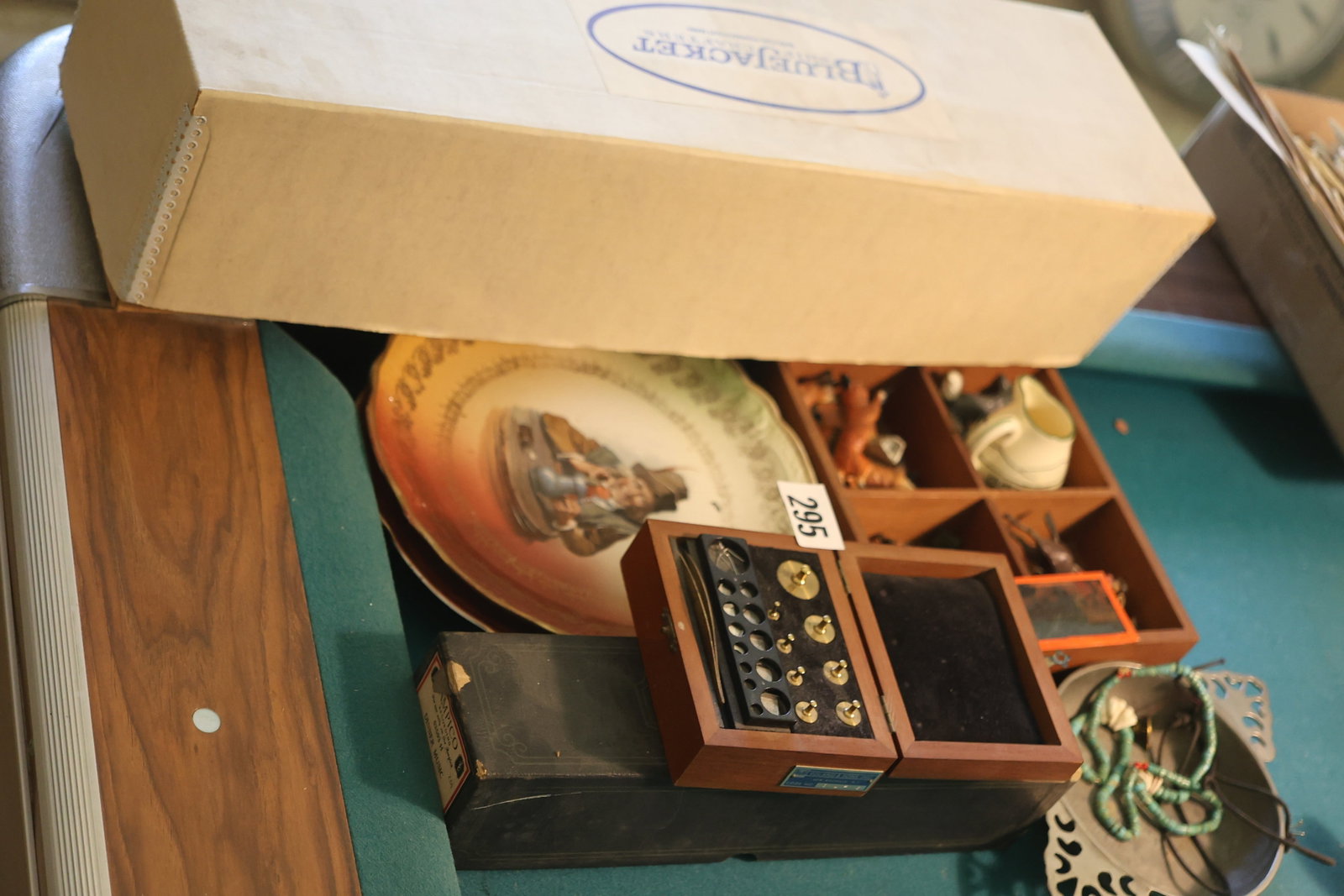 Variety Lot: Collectable Plates, Weights, Cast Metal Toy Horses, Blue Jacket Model, Etc.: Variety Lot: Collectable Plates, Weights, Cast Metal Toy Horses, Blue Jacket Model, Etc. size 6 in. to 24 in. **Important Pick-Up Information: Lots 1-100 are located at our Auction Gallery at 174 Glas