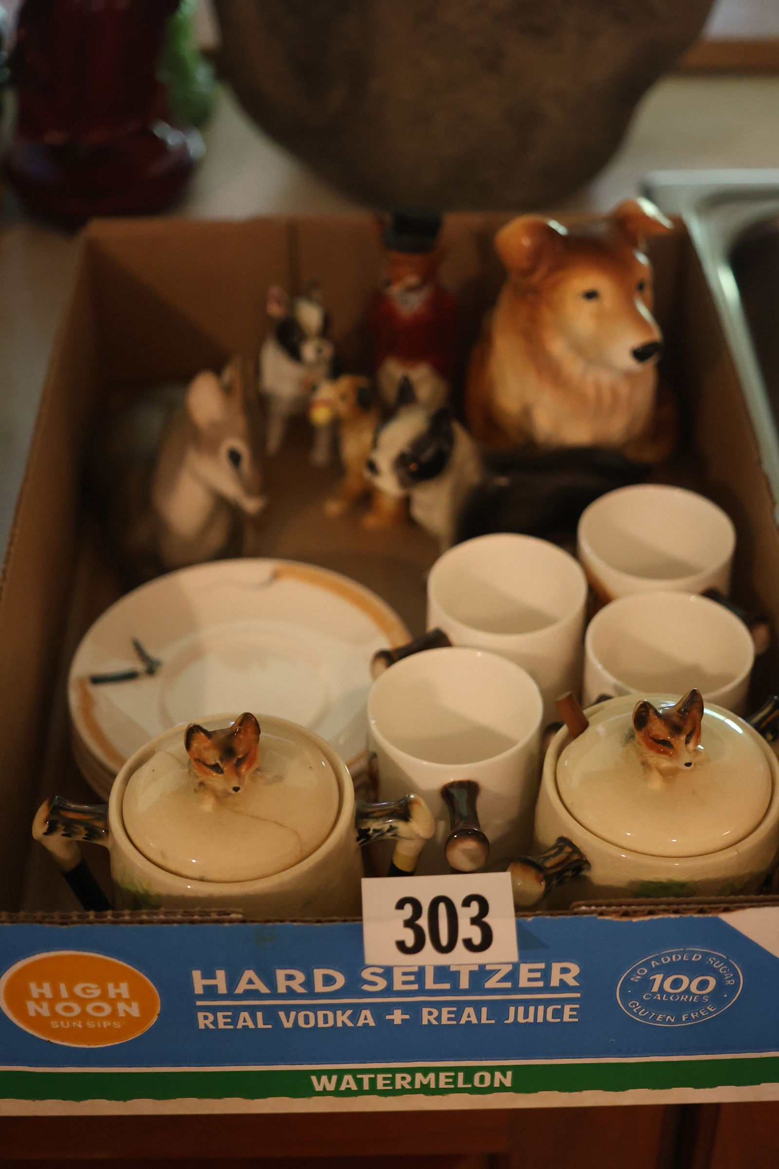Group Lot: Royal Doulton FOX Tea Cups & Saucers; Animal Figurines 3 in. to 5.5 in. (1 of 6)