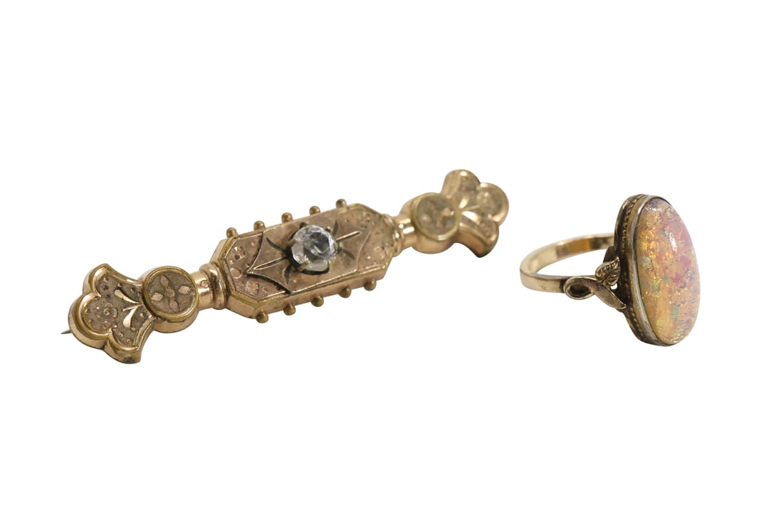 Victorian Bar Pin 2 1/2 in. x 3/8 in. & Victorian 10K GF Foil Ring Size 7 , 3/4 in. x 3/4 in. (1 of 13)