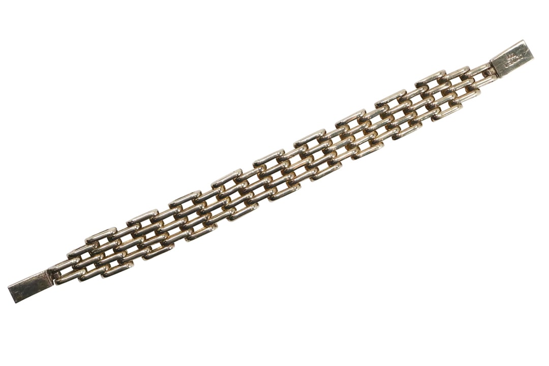 .925 Sterling Silver Mexico Heavy Link Bracelet weighs 56 grams, 8 in. x 5/8 in. (1 of 8)