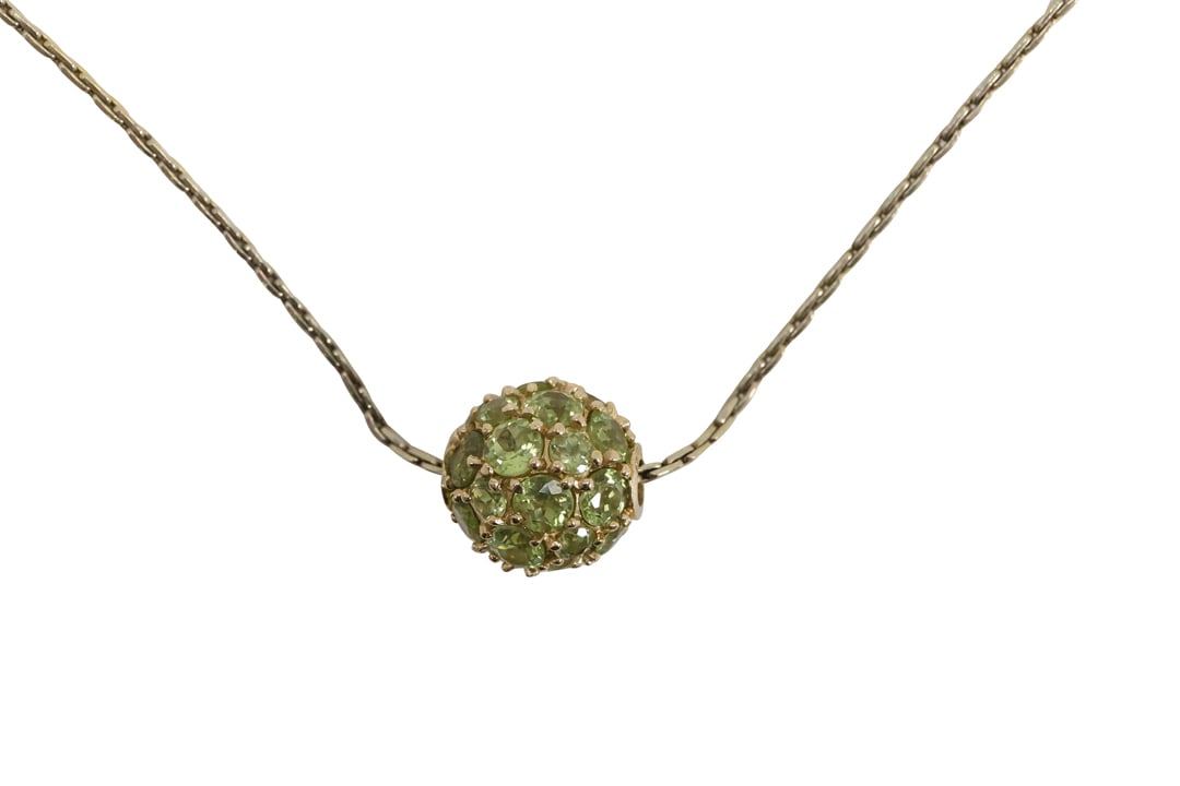 14K Gold Peridot Pendant Necklace on Sterling Silver Napier 24 in. Vermeil Chain (1 of 11)