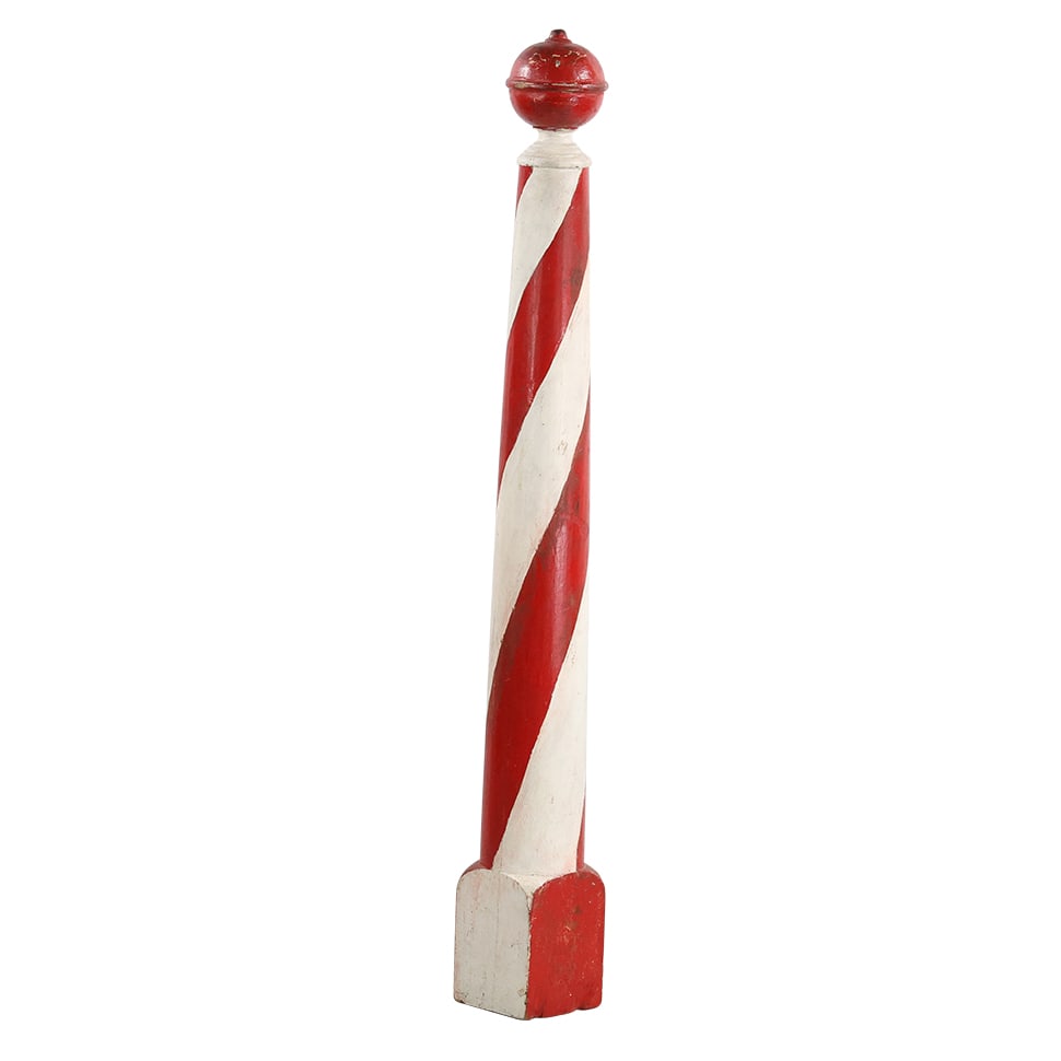 Carved Wood Candy Stripe Barber Shop Pole 34 inches length x 5 inches diameter: Carved Wood Candy Stripe Barber Shop Pole 34 inches length x 5 inches diameter. size:34 x 5 x 5 Shelf: Middle