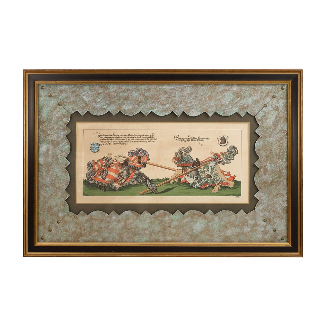 John Haymson (1903 - 1980) "Flowered Knights" Hand Color Lithograph, Framed (1 of 20)