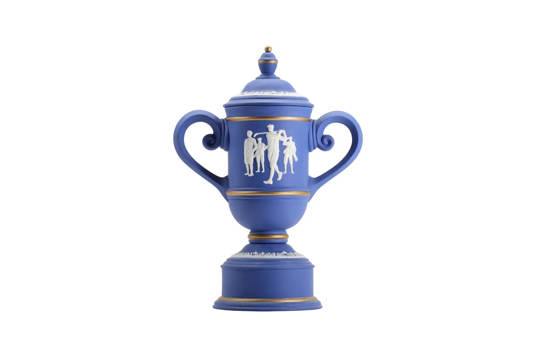 Blue and White Jasperware Handled Urn Men's Golf Trophy 12 in. height x 8.5 in. wide: Blue and White Jasperware Handled Urn Men's Golf Trophy 12 in. height x 8.5 in. wide. size: 12h 8.5 w S A2
