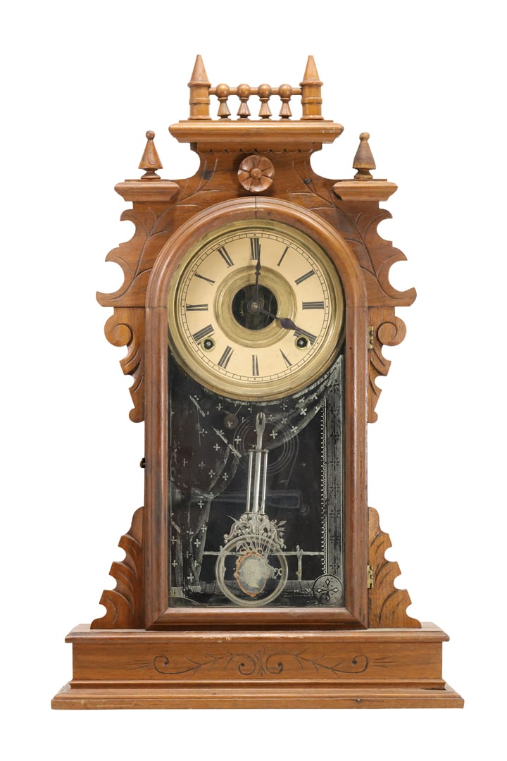 Walnut Case Victorian Mantle Clock 22 inches height (1 of 14)